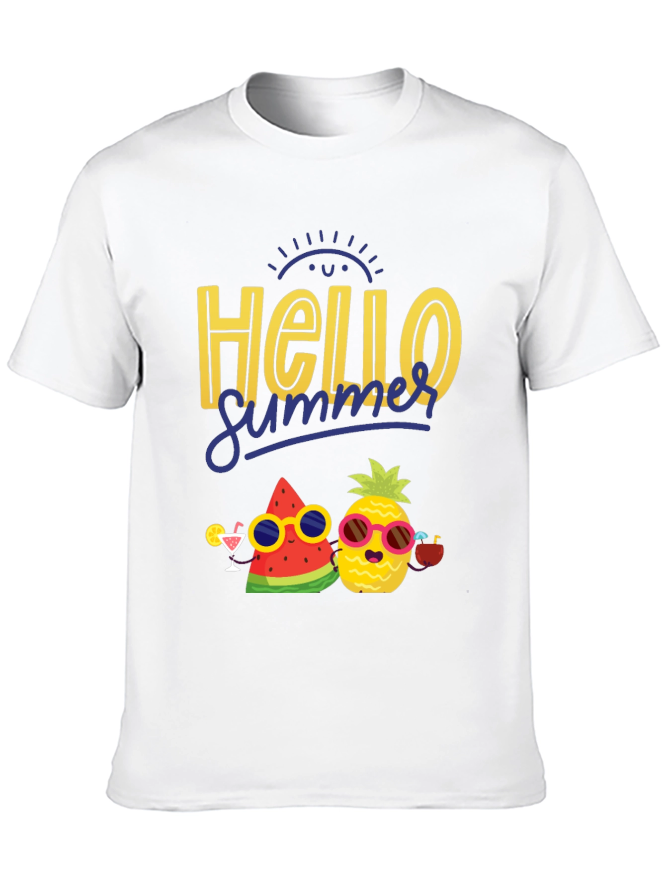 Hello Summer Graphic T-Shirt: Pineapple & Watermelon