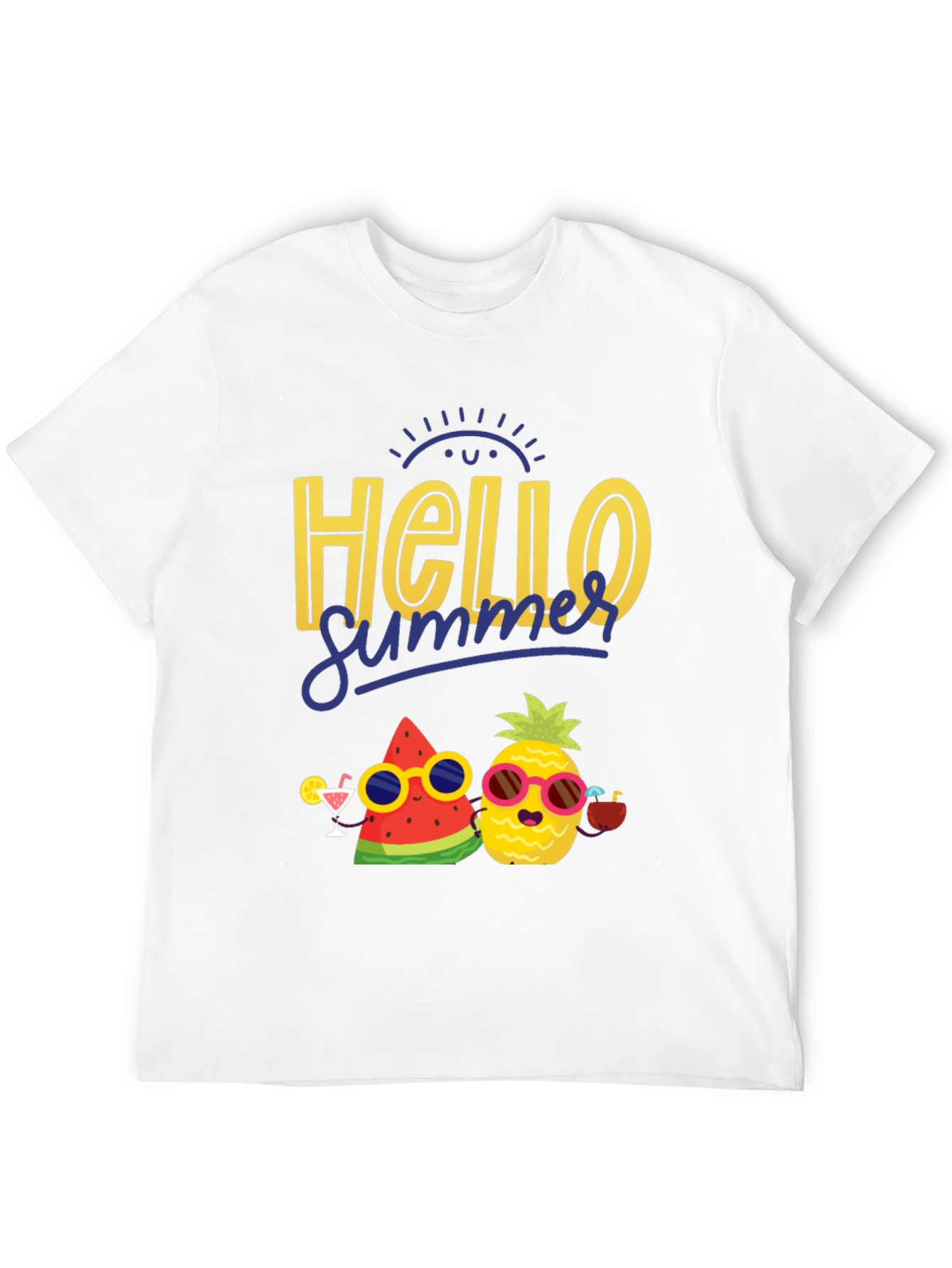 Hello Summer Graphic T-Shirt: Pineapple & Watermelon