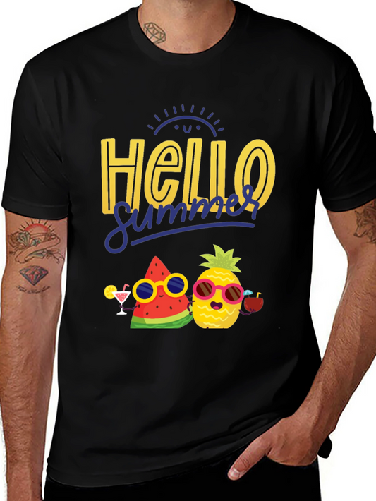 Hello Summer Graphic T-Shirt: Pineapple & Watermelon