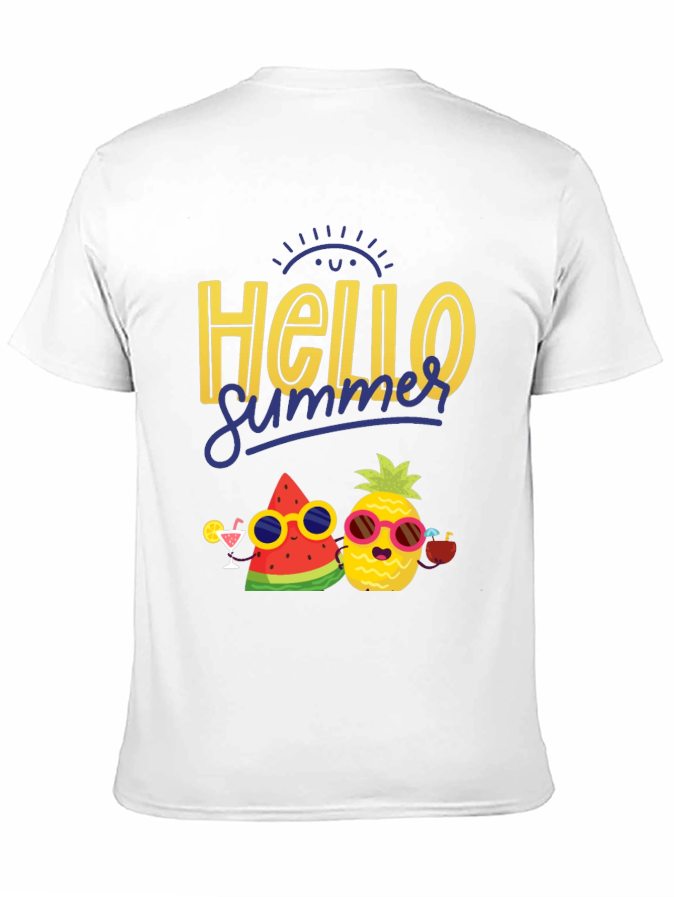 Hello Summer Graphic T-Shirt: Pineapple & Watermelon