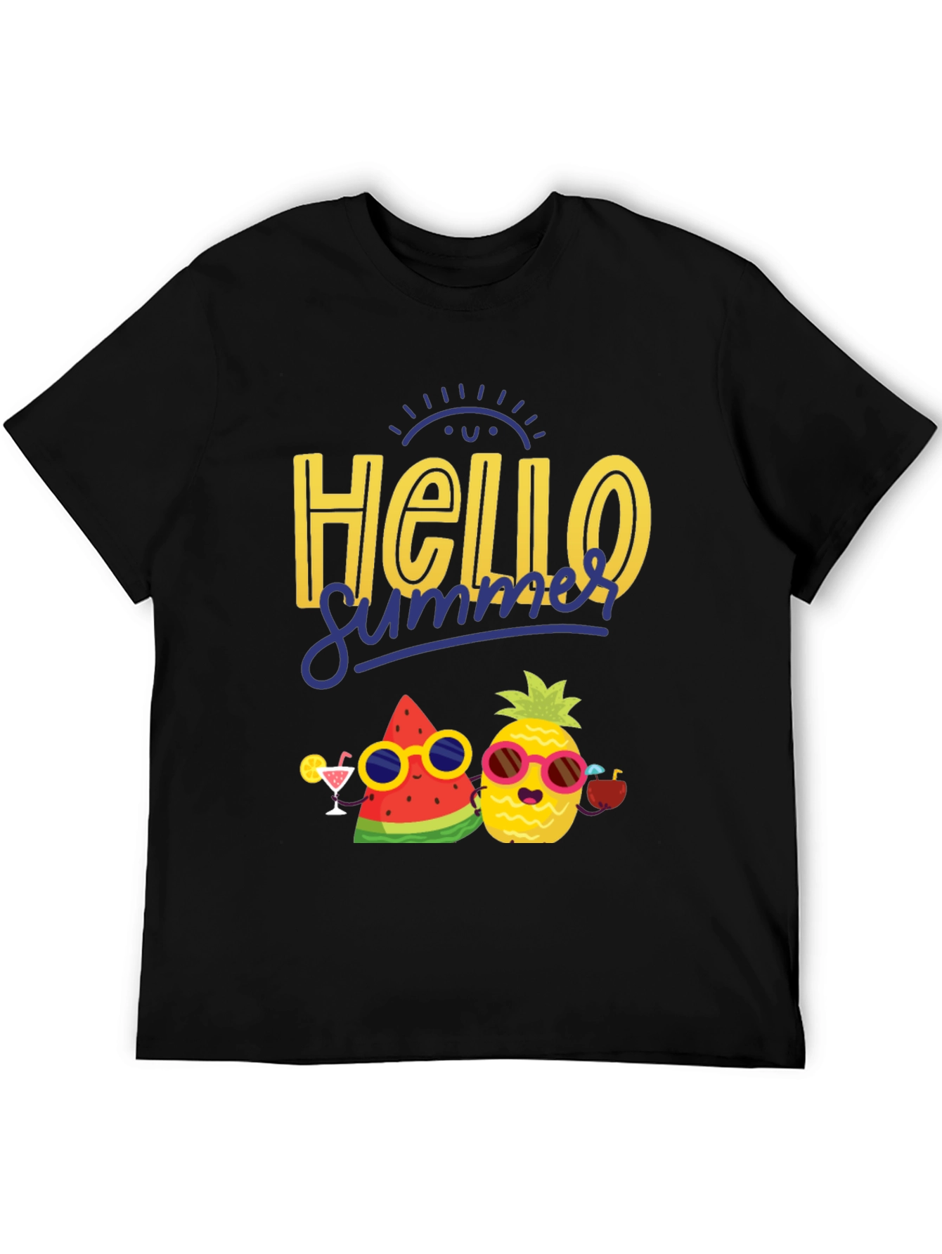 Hello Summer Graphic T-Shirt: Pineapple & Watermelon