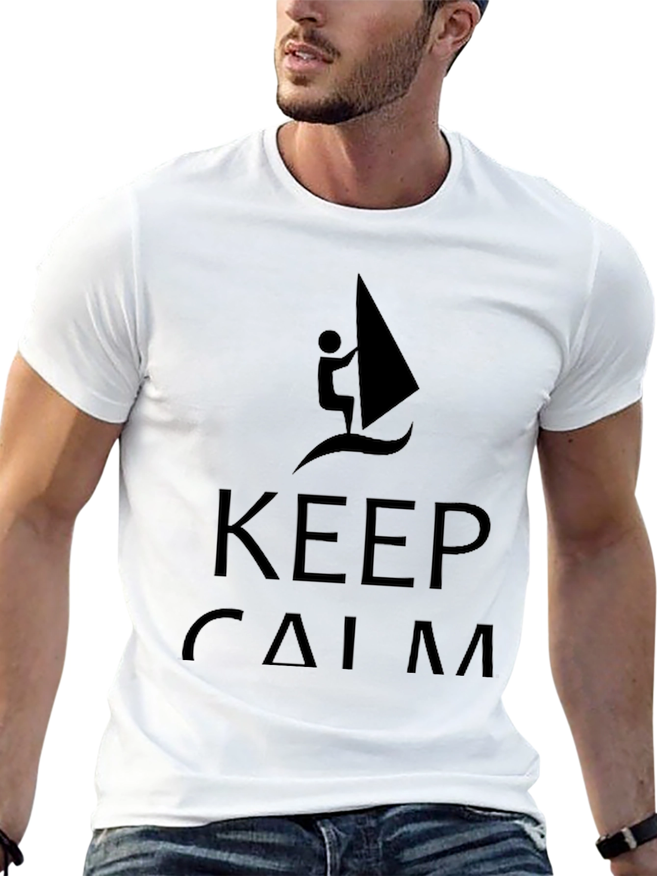 Keep Calm Windsurfing Black T-Shirt