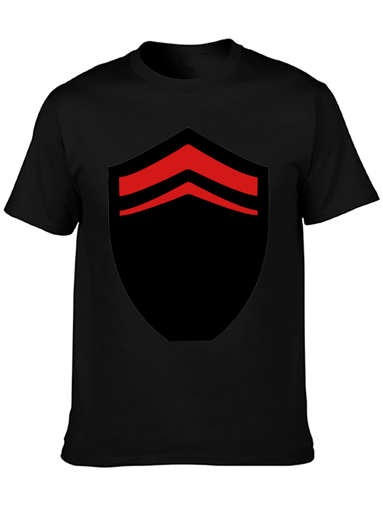 Bold Black T-Shirt with Red Chevron Design