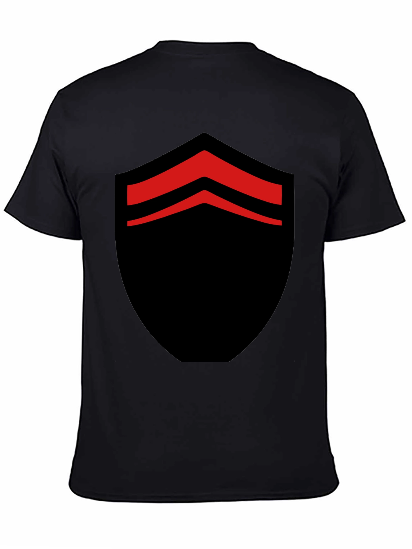 Bold Black T-Shirt with Red Chevron Design