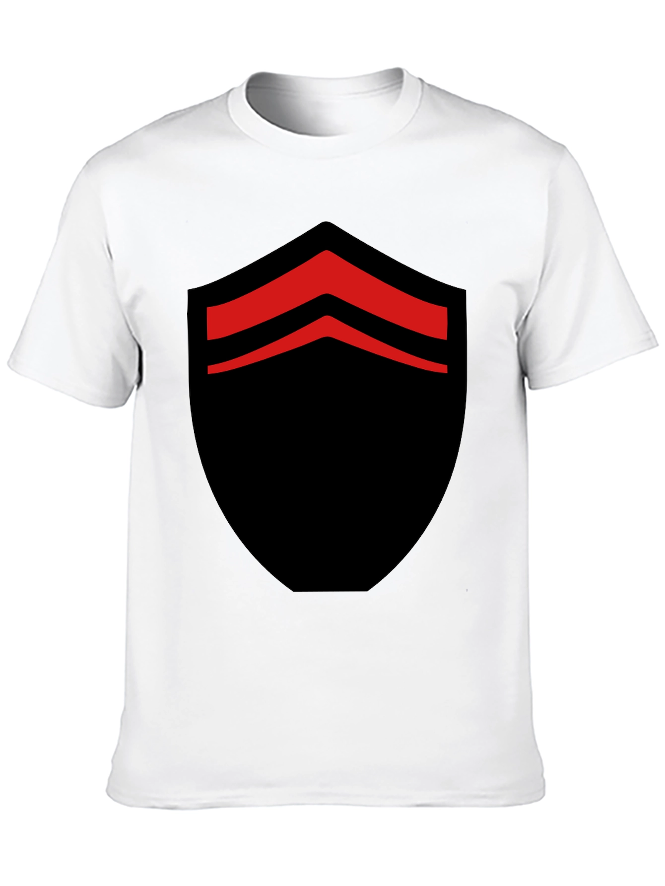 Bold Black T-Shirt with Red Chevron Design