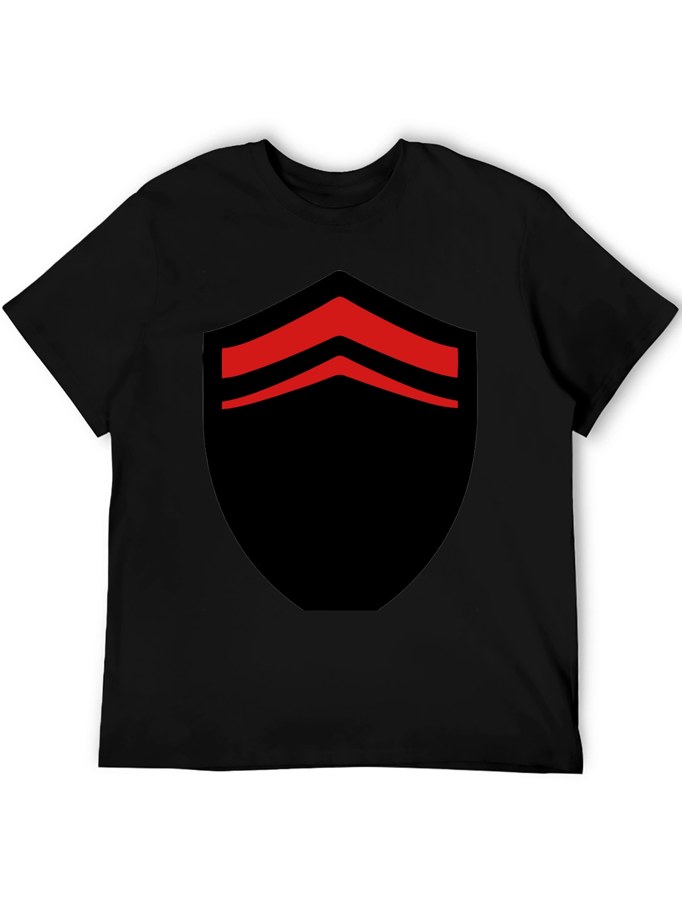 Bold Black T-Shirt with Red Chevron Design