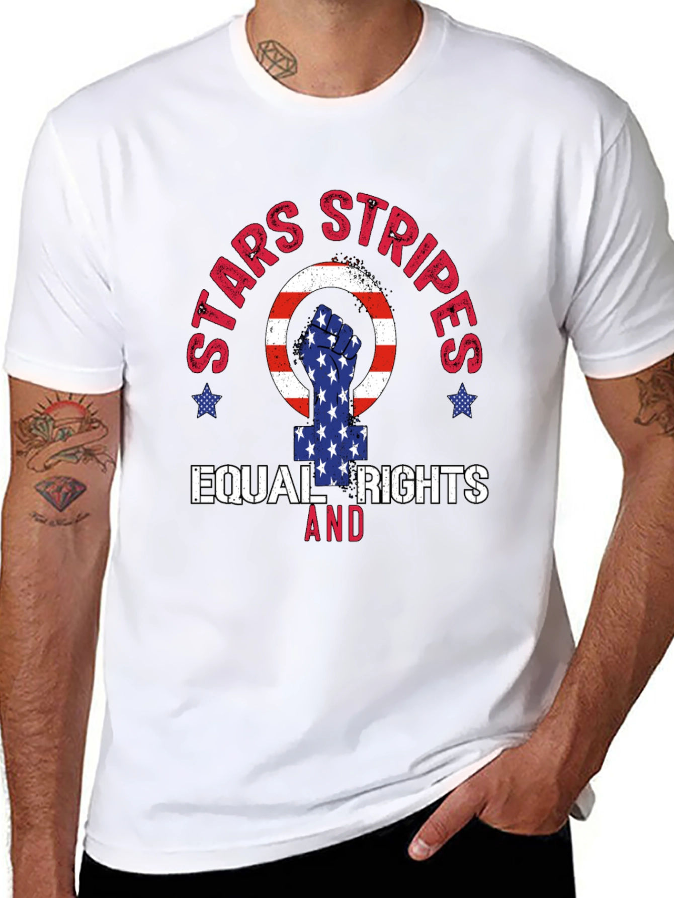 Stars Stripes Equal Rights Graphic T-Shirt