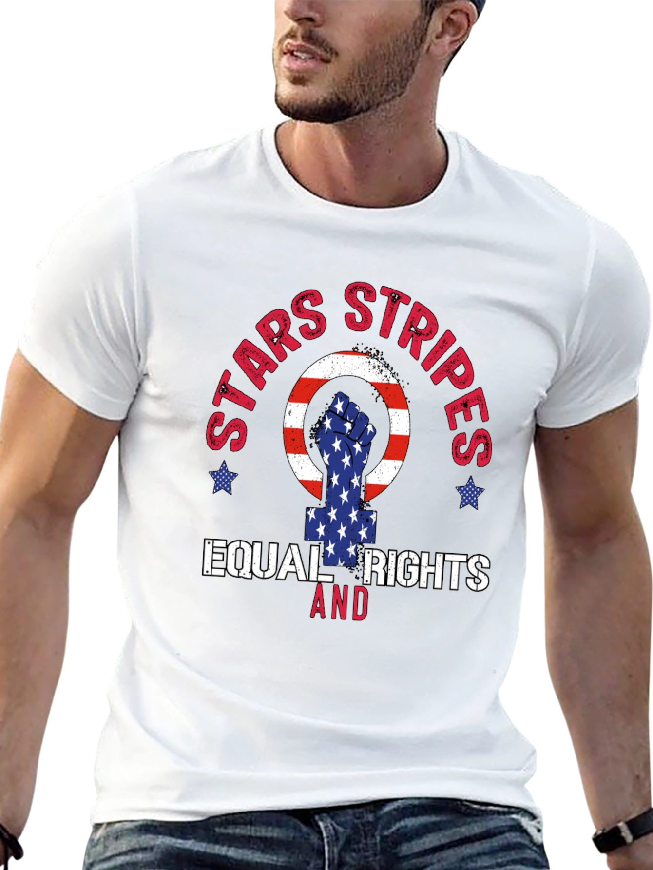 Stars Stripes Equal Rights Graphic T-Shirt