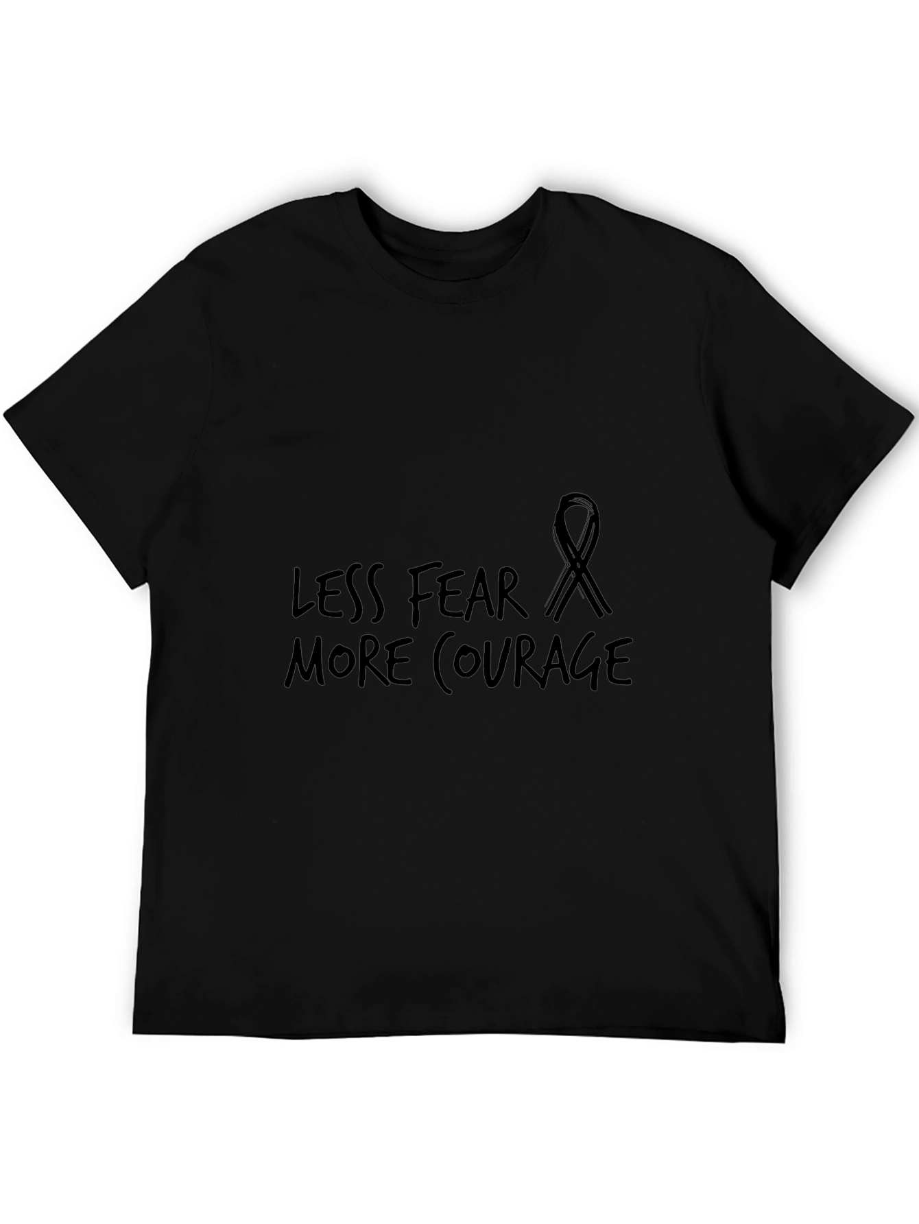 Less Fear More Courage Black Ribbon Graphic Tee