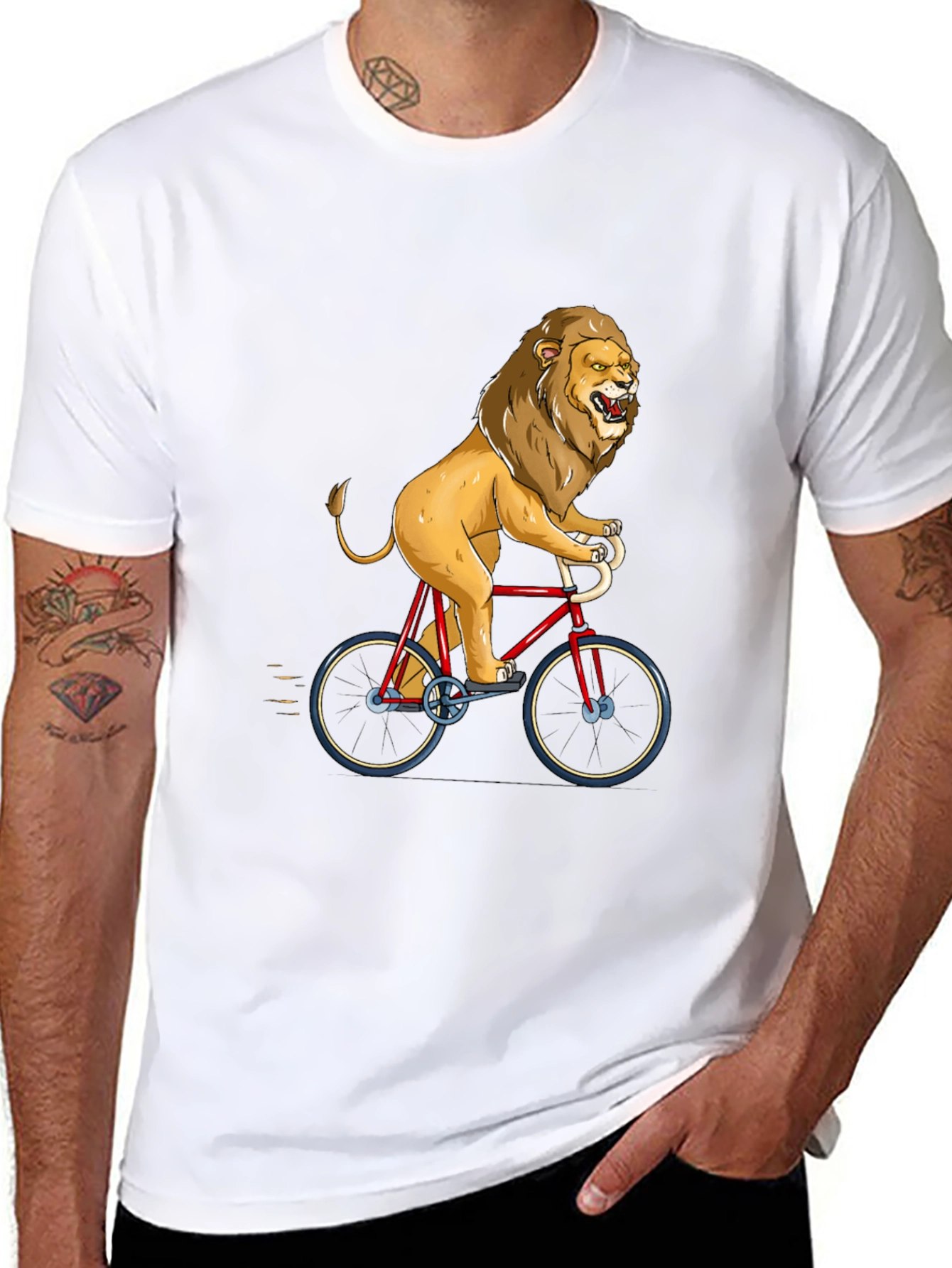 Lion Riding Bicycle Graphic Tee
