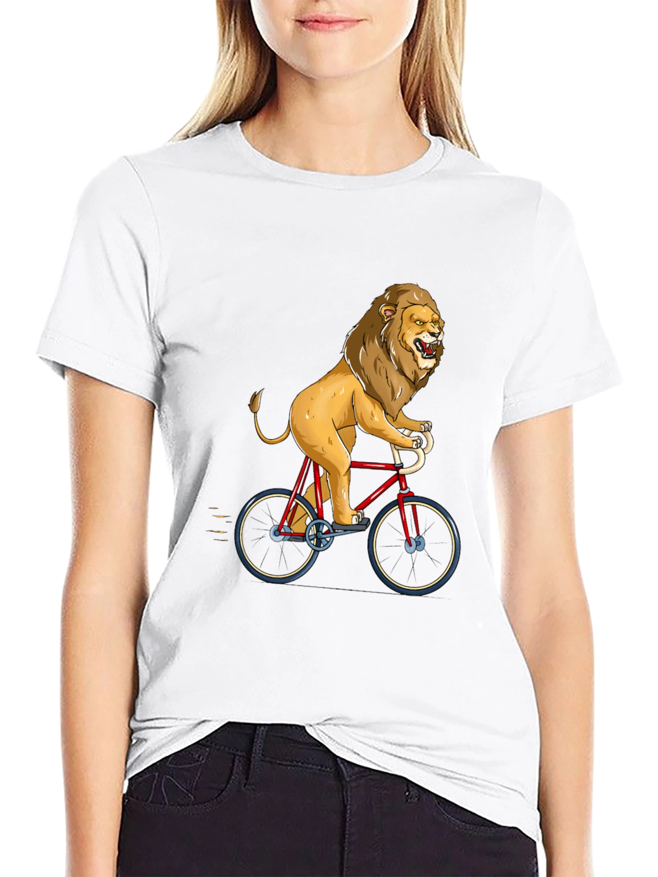 Lion Riding Bicycle Graphic Tee