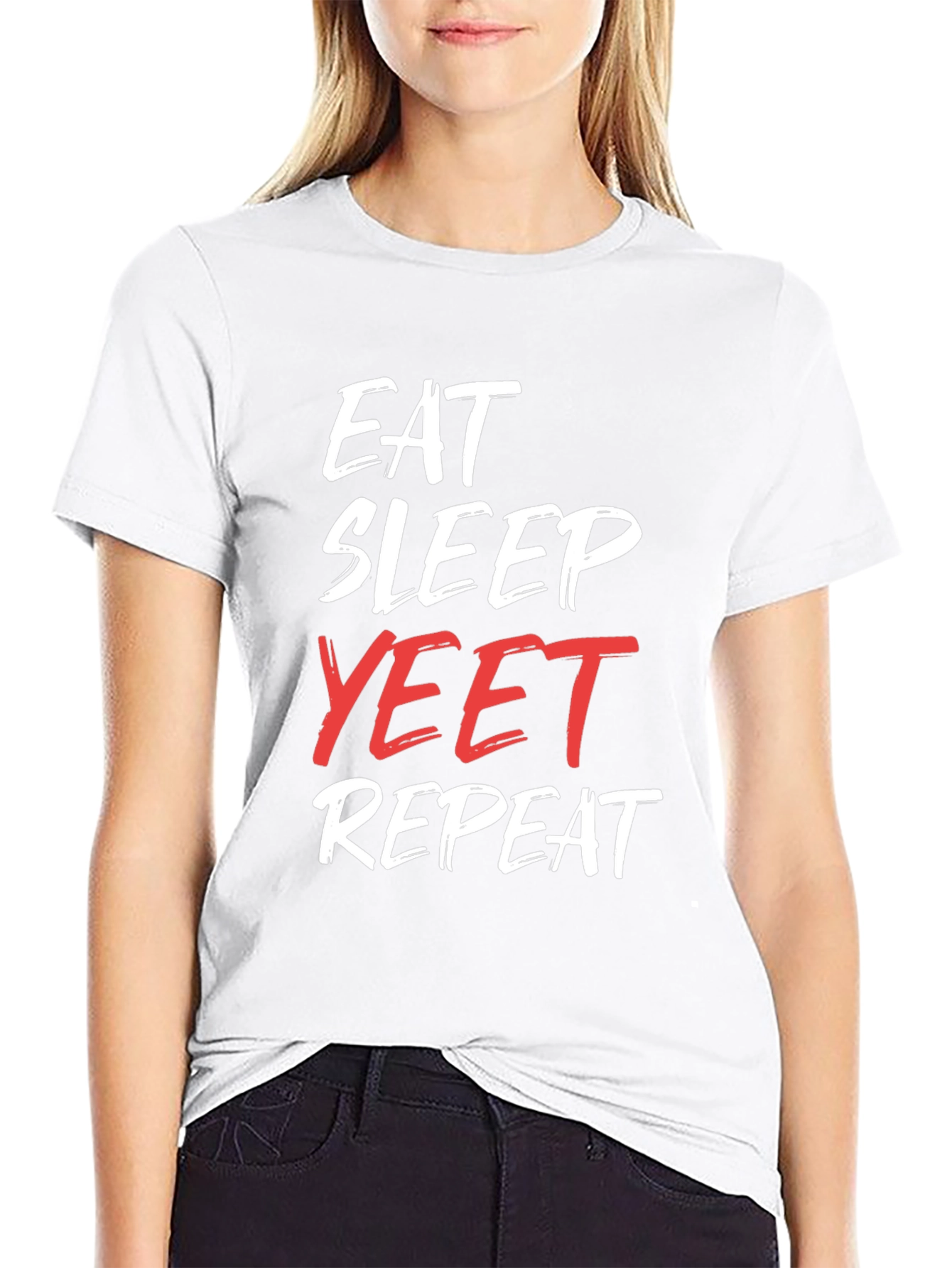 Eat Sleep Yeet Repeat Black Graphic Tee