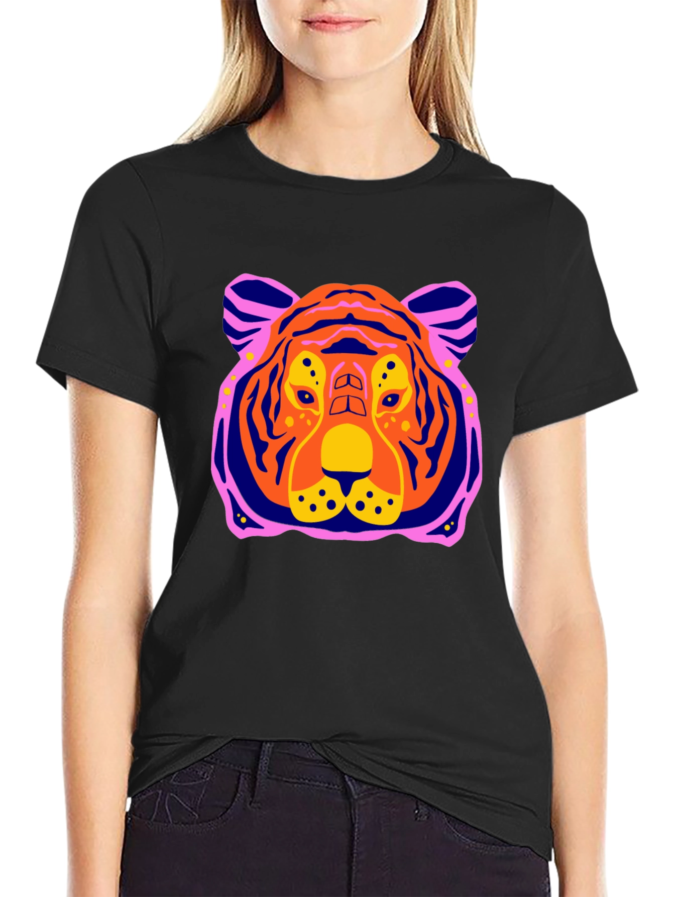 Vibrant Tiger Graphic Tee - Mens Black T-Shirt