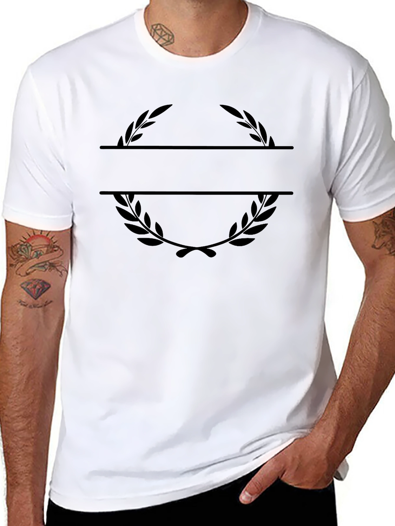 Monogram Laurel Wreath Black T-Shirt