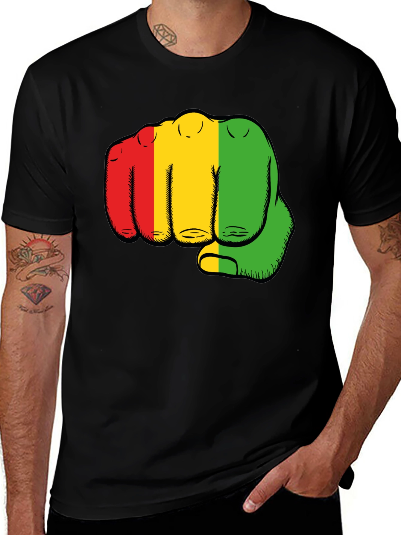 Rasta Fist Graphic Black T-Shirt