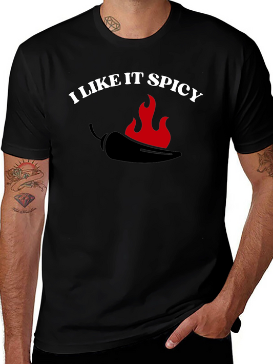 I Like It Spicy Black T-Shirt with Chilli Pepper Design