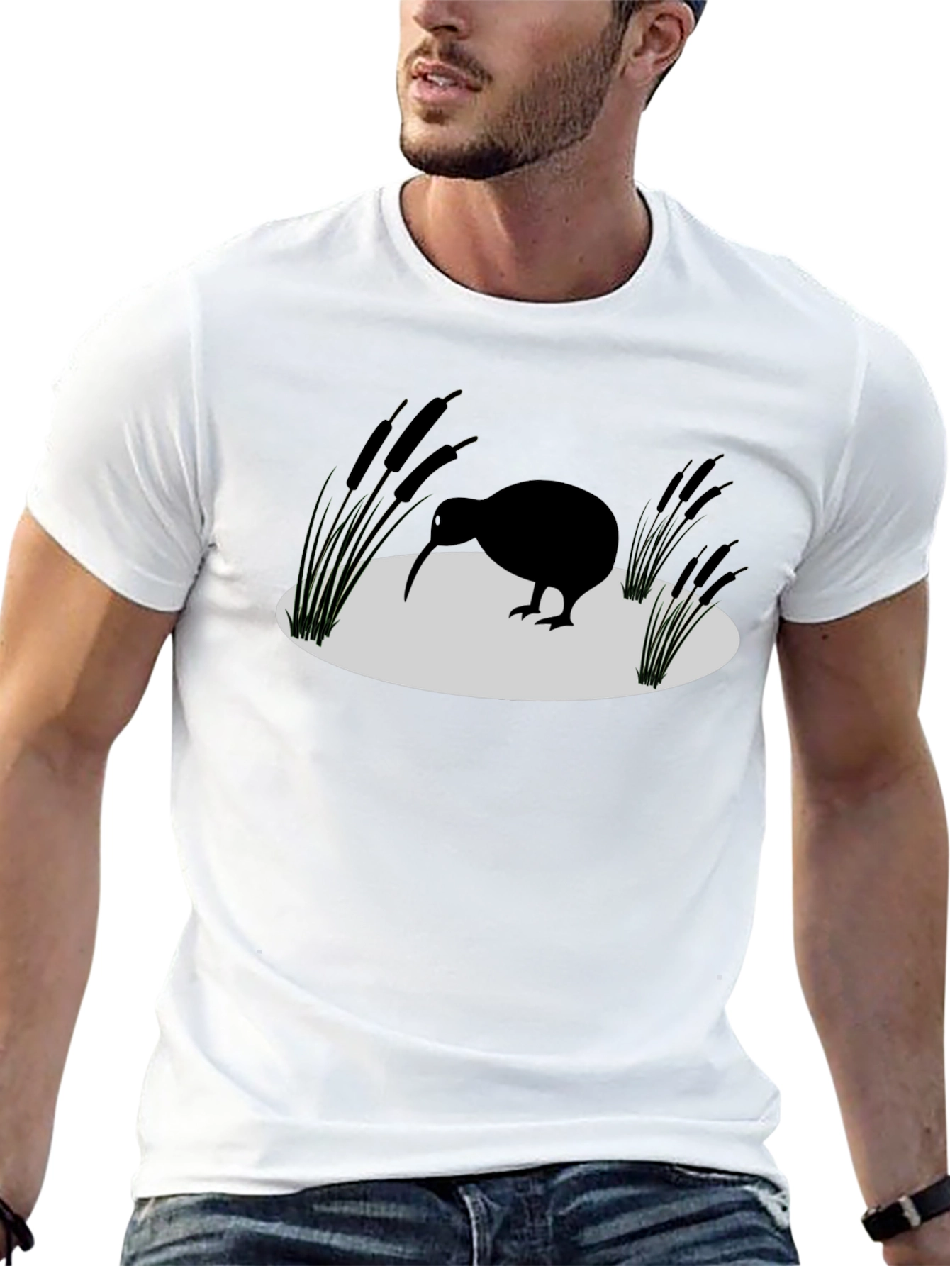 Kiwi Bird Silhouette Graphic Tee - Black