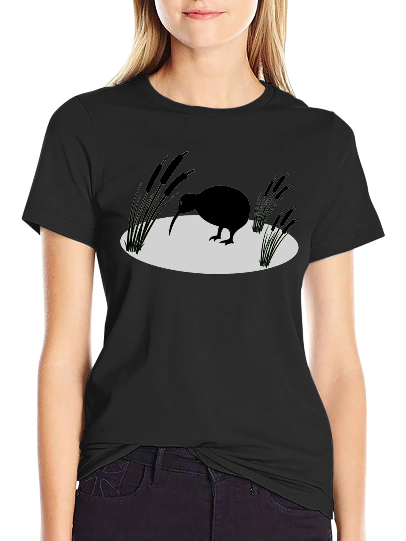 Kiwi Bird Silhouette Graphic Tee - Black