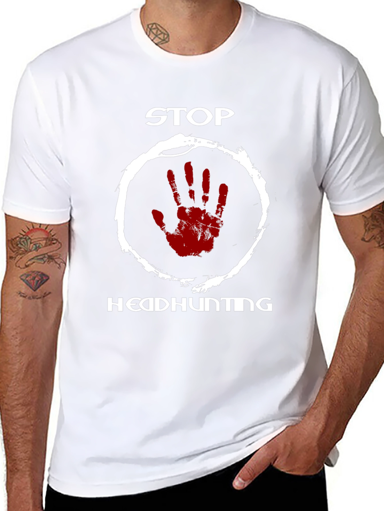 Stop Headhunting T-Shirt - Black Graphic Print