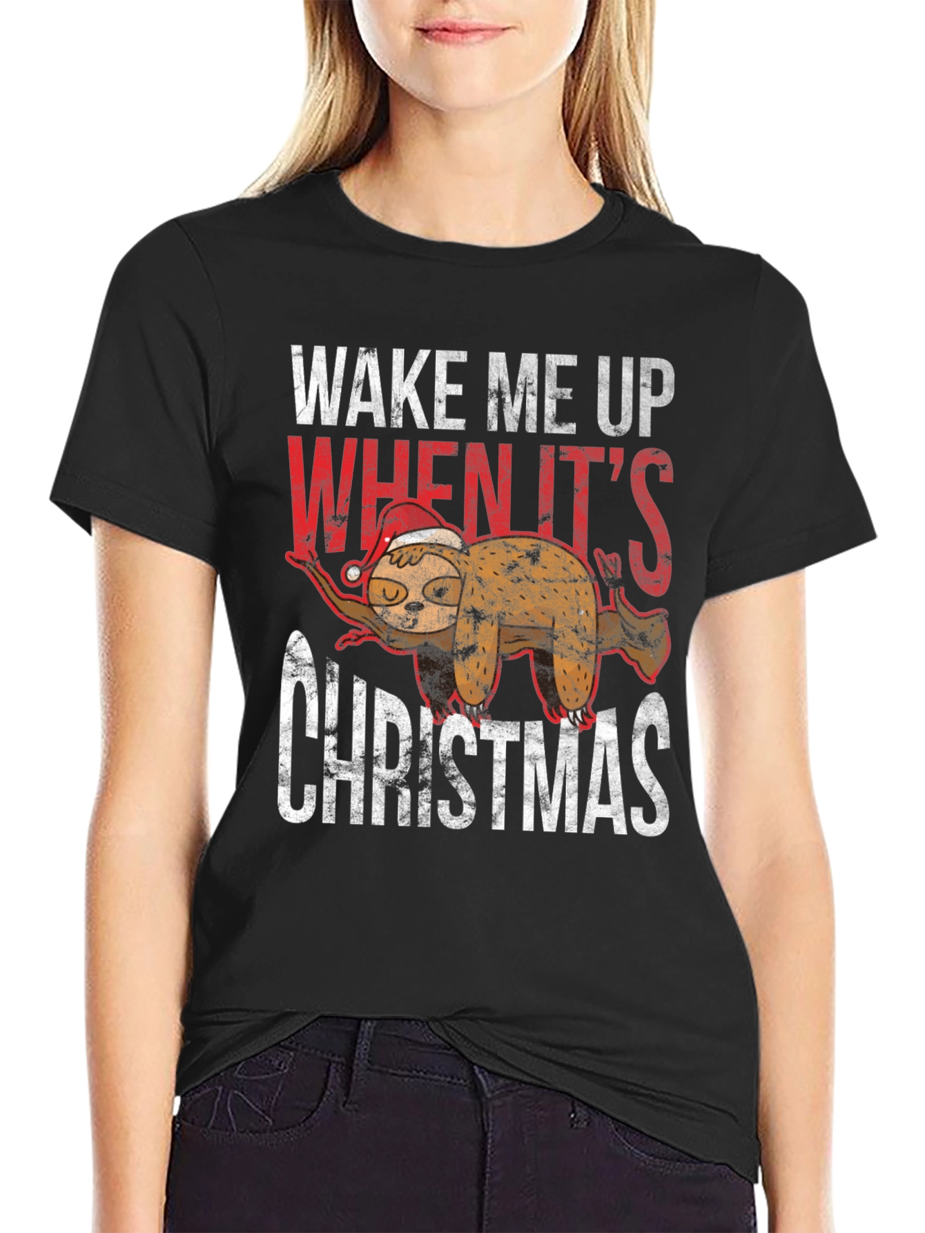 Wake Me Up When Its Christmas Sloth T-Shirt