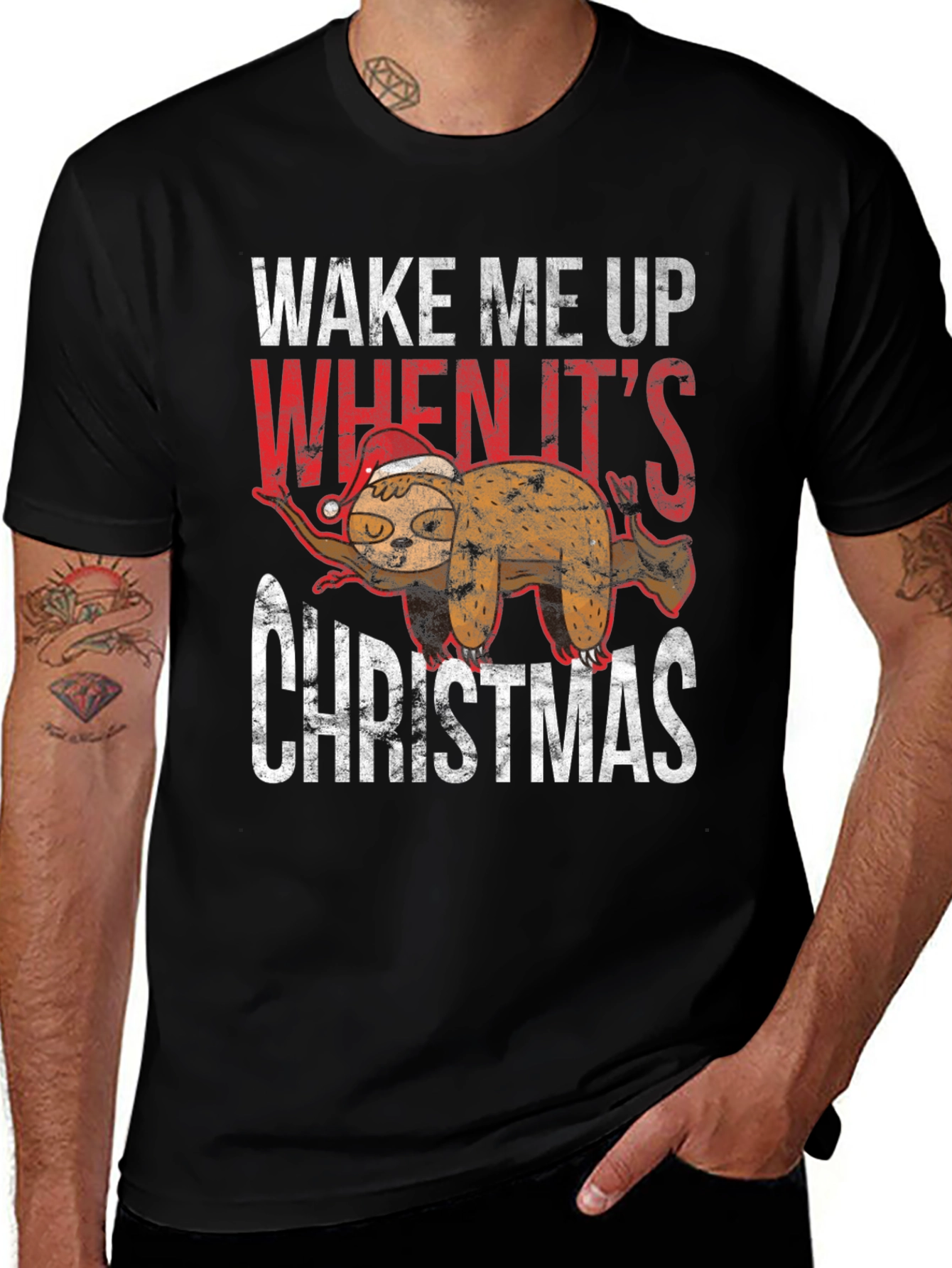 Wake Me Up When Its Christmas Sloth T-Shirt
