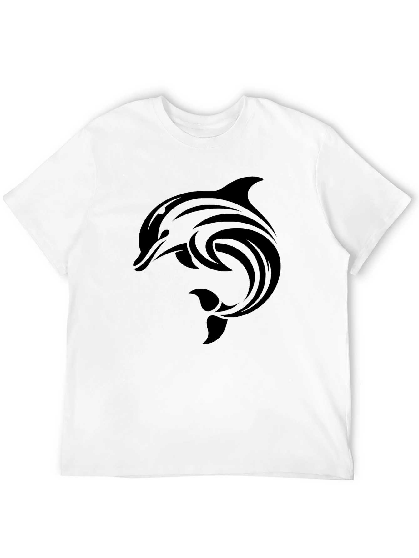 Mens Black Dolphin Graphic Tee - Tribal Design