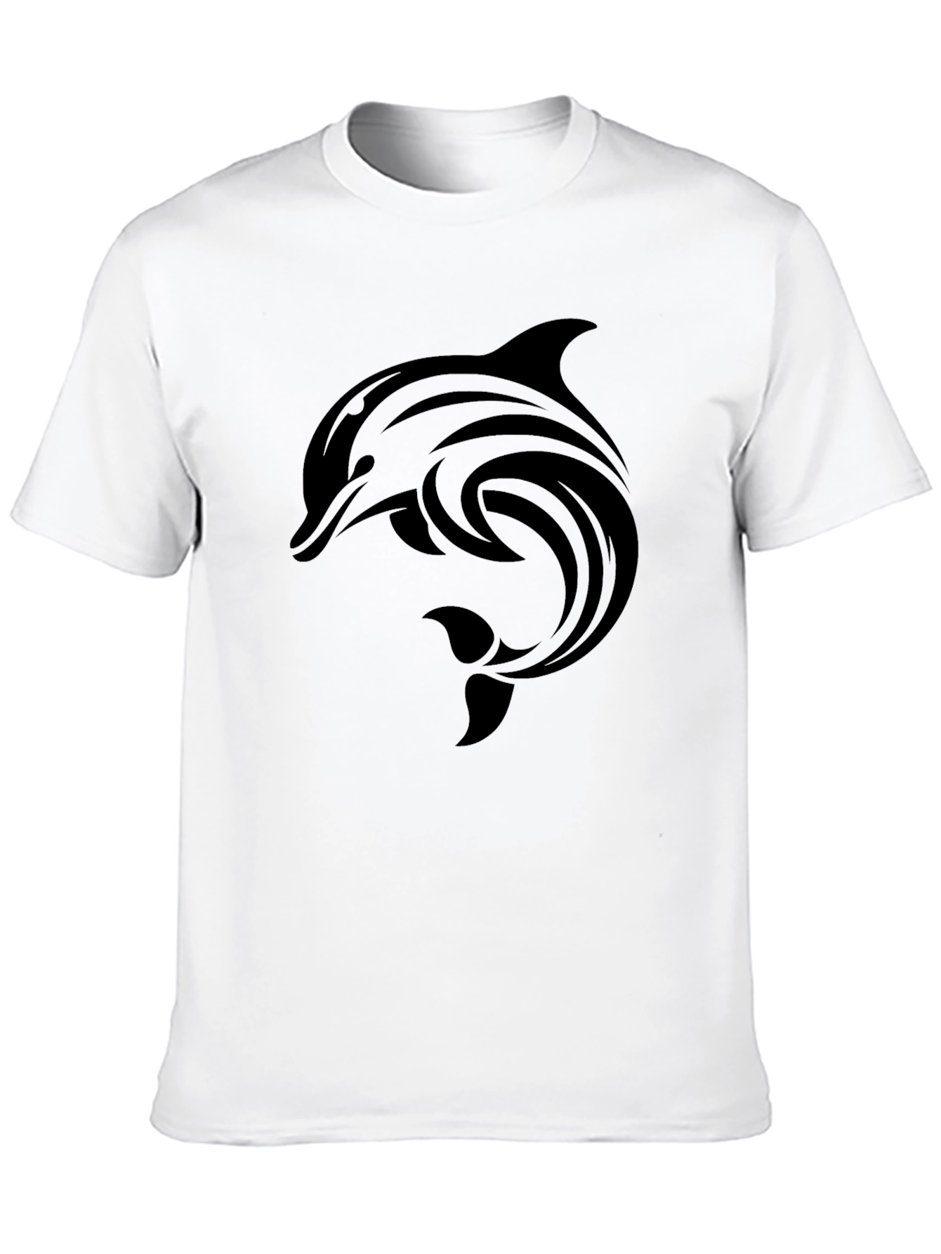 Mens Black Dolphin Graphic Tee - Tribal Design