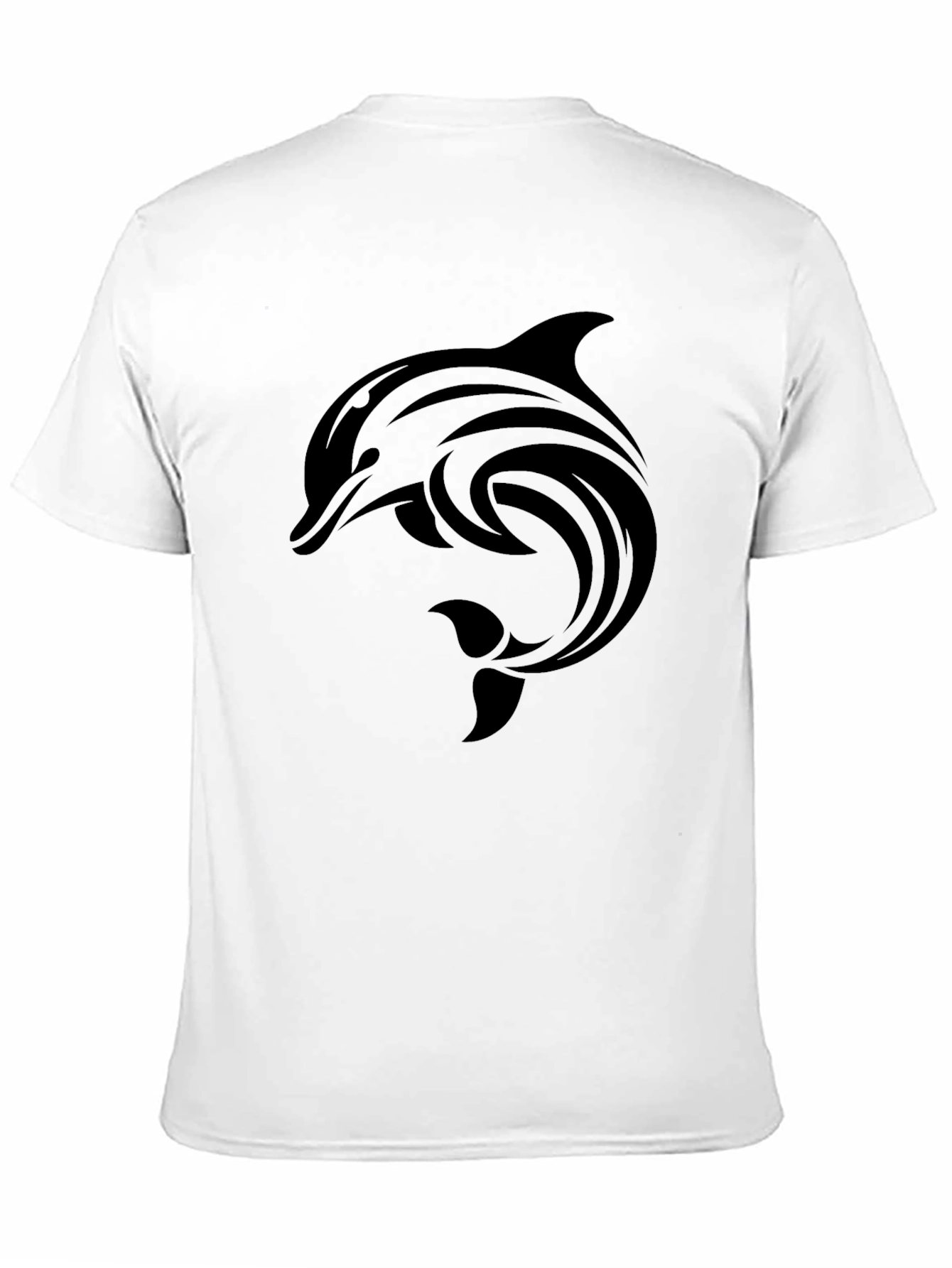 Mens Black Dolphin Graphic Tee - Tribal Design