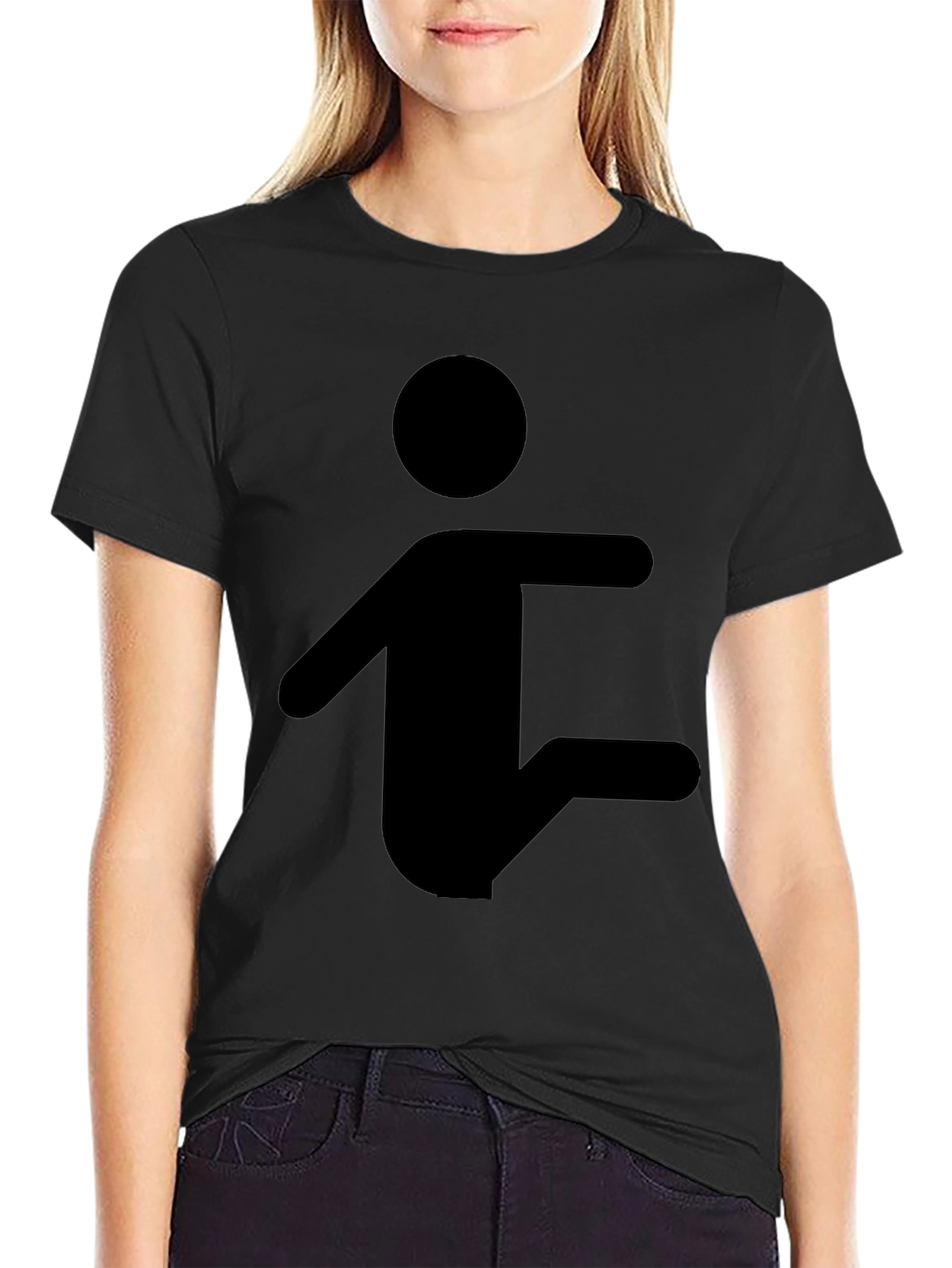 Stick Figure Pose Black T-Shirt