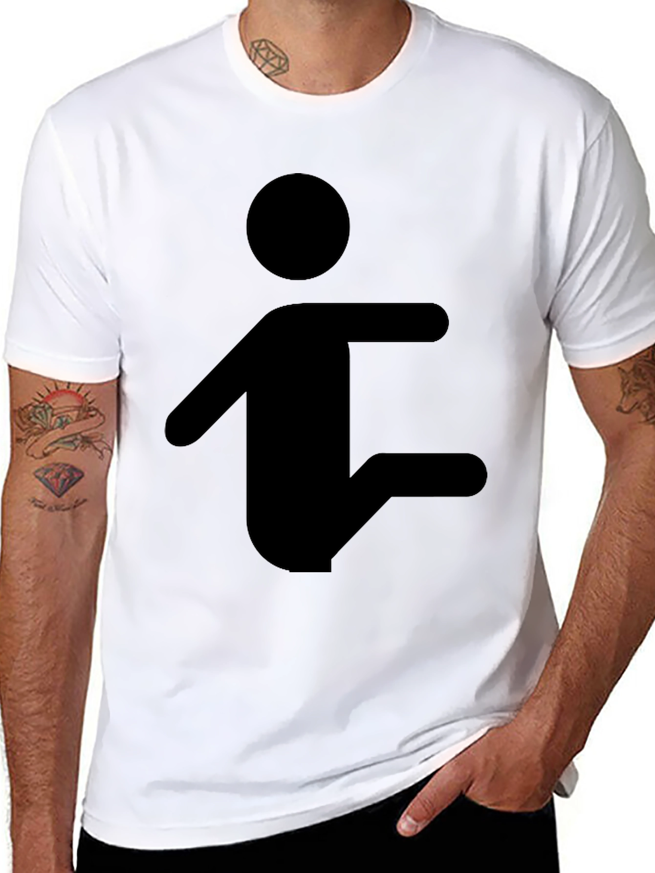 Stick Figure Pose Black T-Shirt