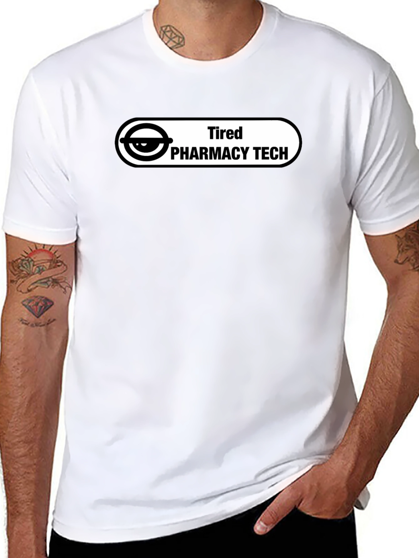 Tired Pharmacy Tech Black T-Shirt