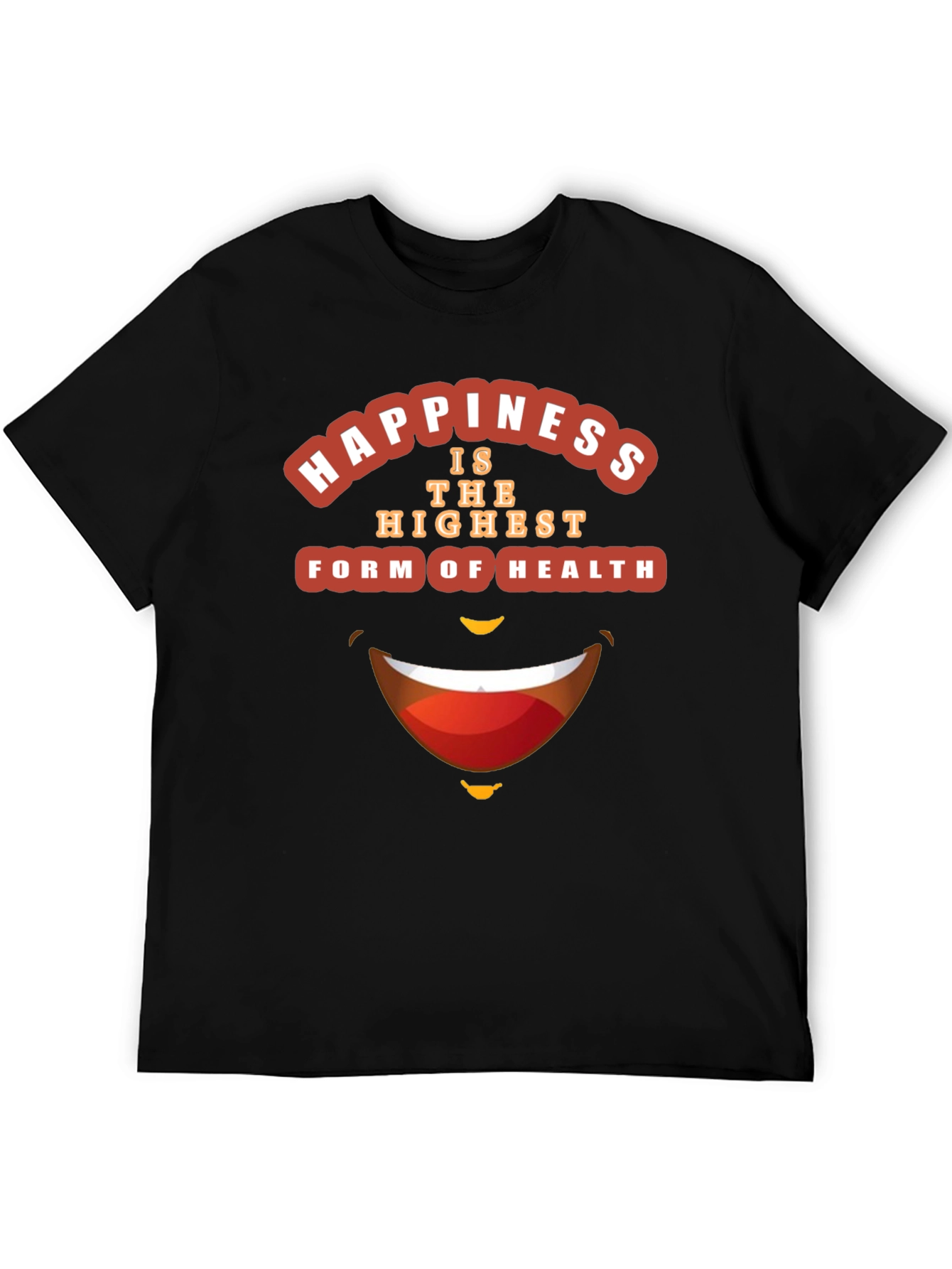 Happiness Health Graphic Black T-Shirt