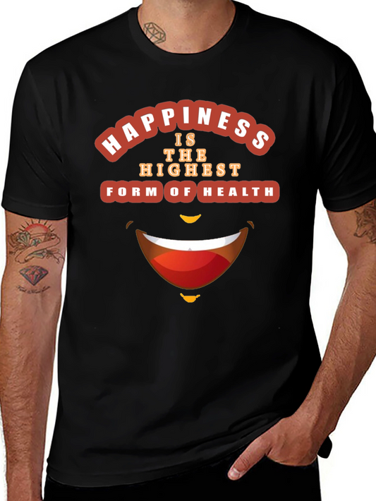 Happiness Health Graphic Black T-Shirt