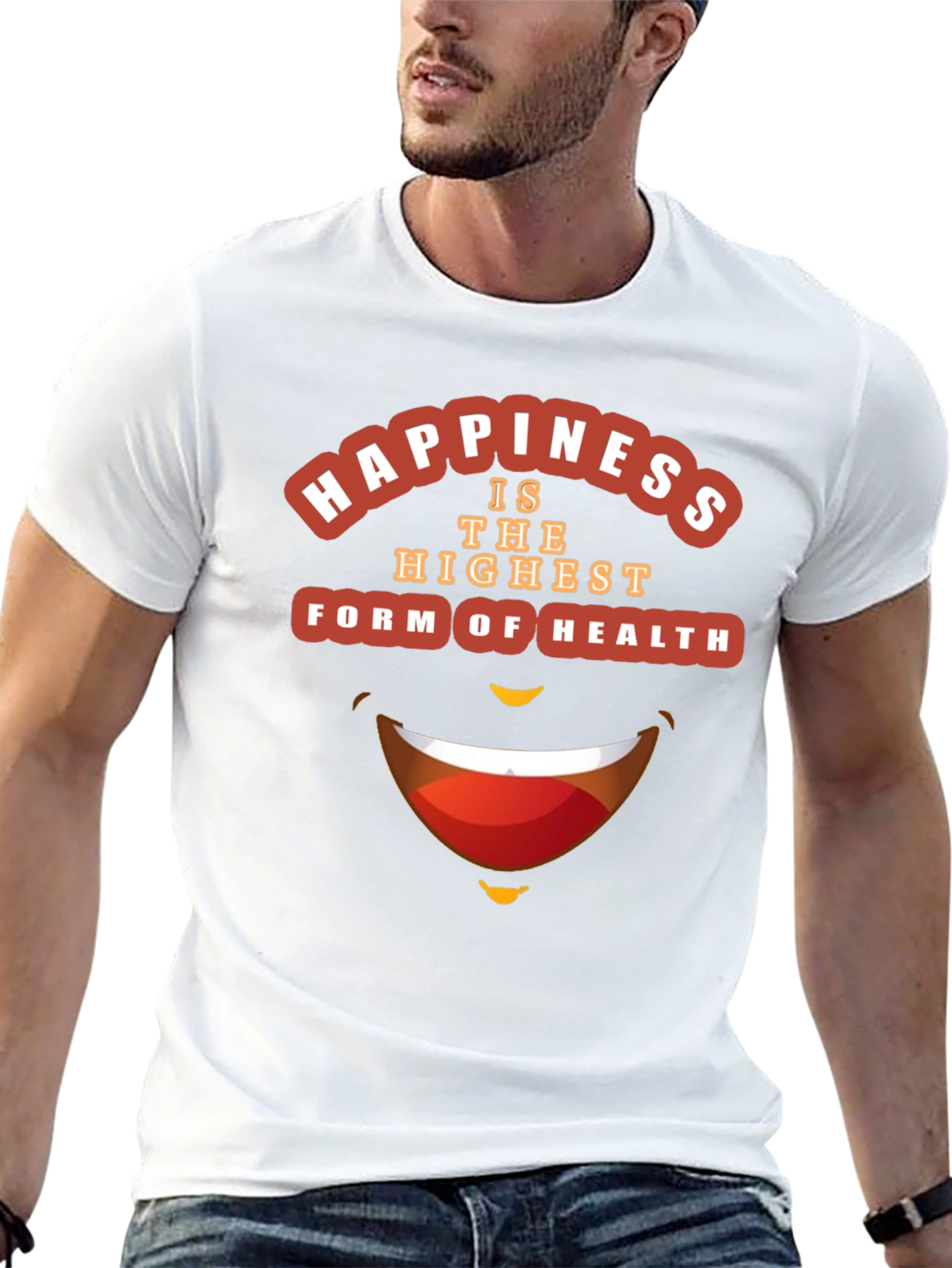 Happiness Health Graphic Black T-Shirt