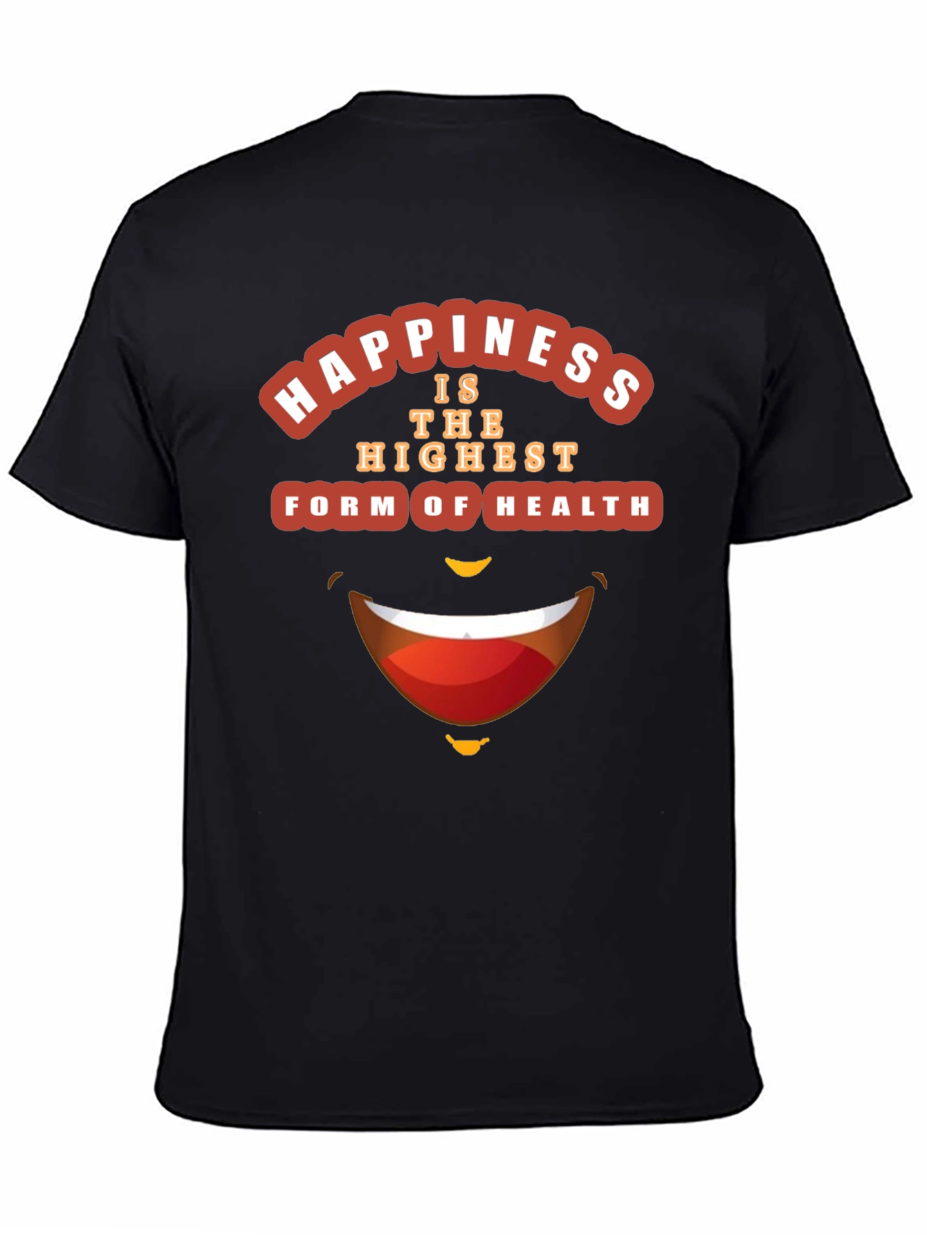 Happiness Health Graphic Black T-Shirt