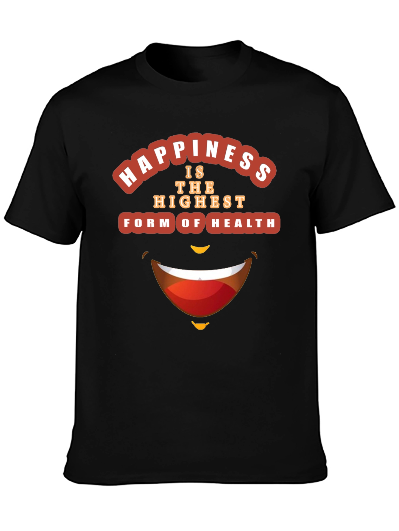 Happiness Health Graphic Black T-Shirt