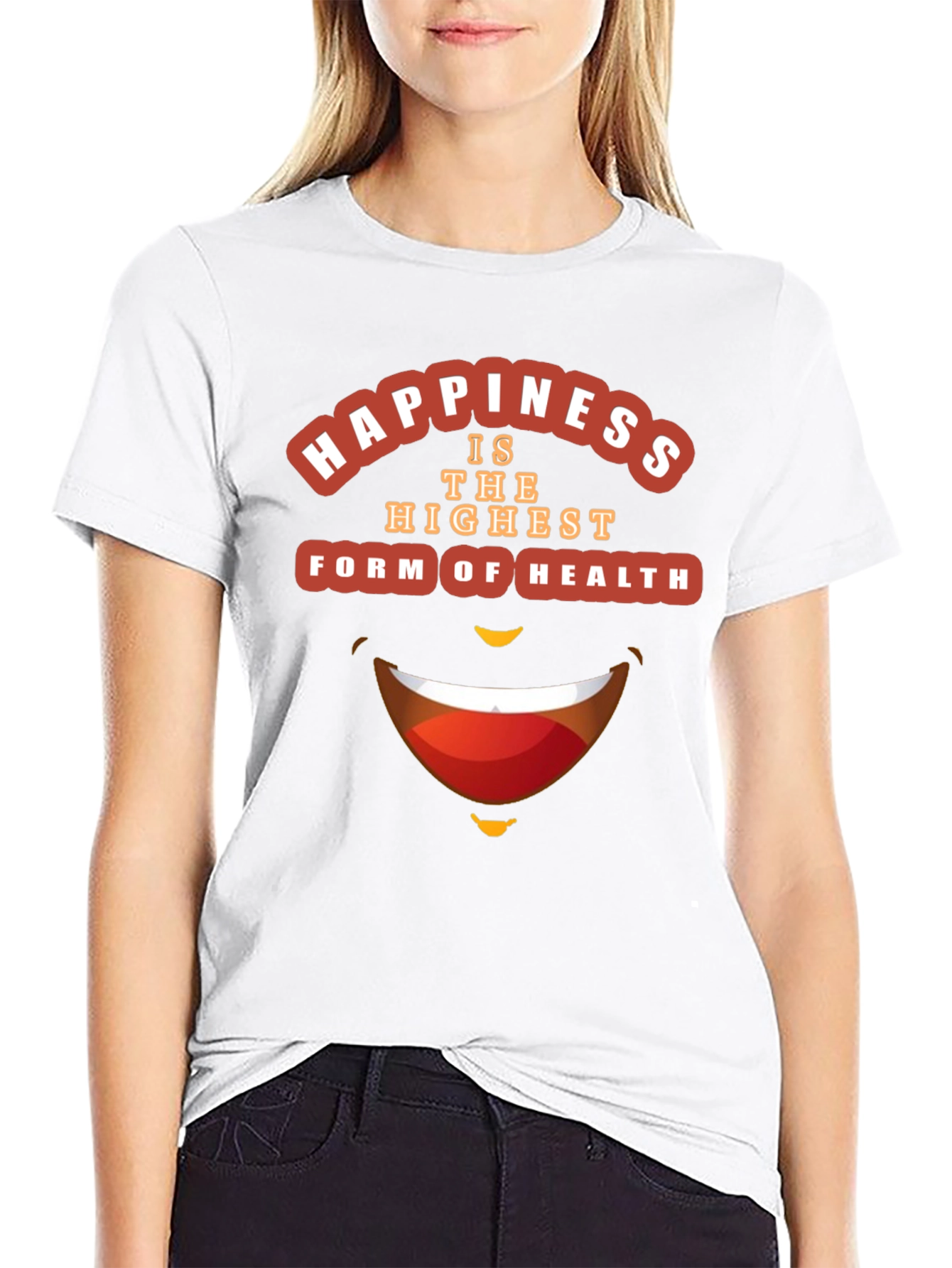 Happiness Health Graphic Black T-Shirt