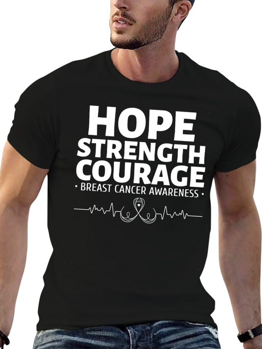 Hope Strength Courage Breast Cancer Awareness T-Shirt
