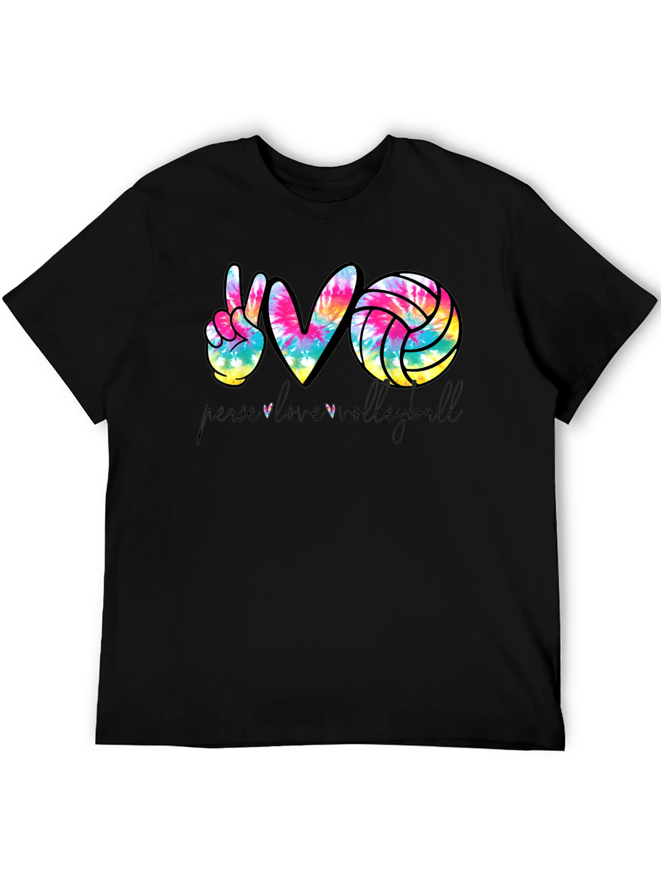 Peace Love Volleyball Tie Dye Graphic Tee