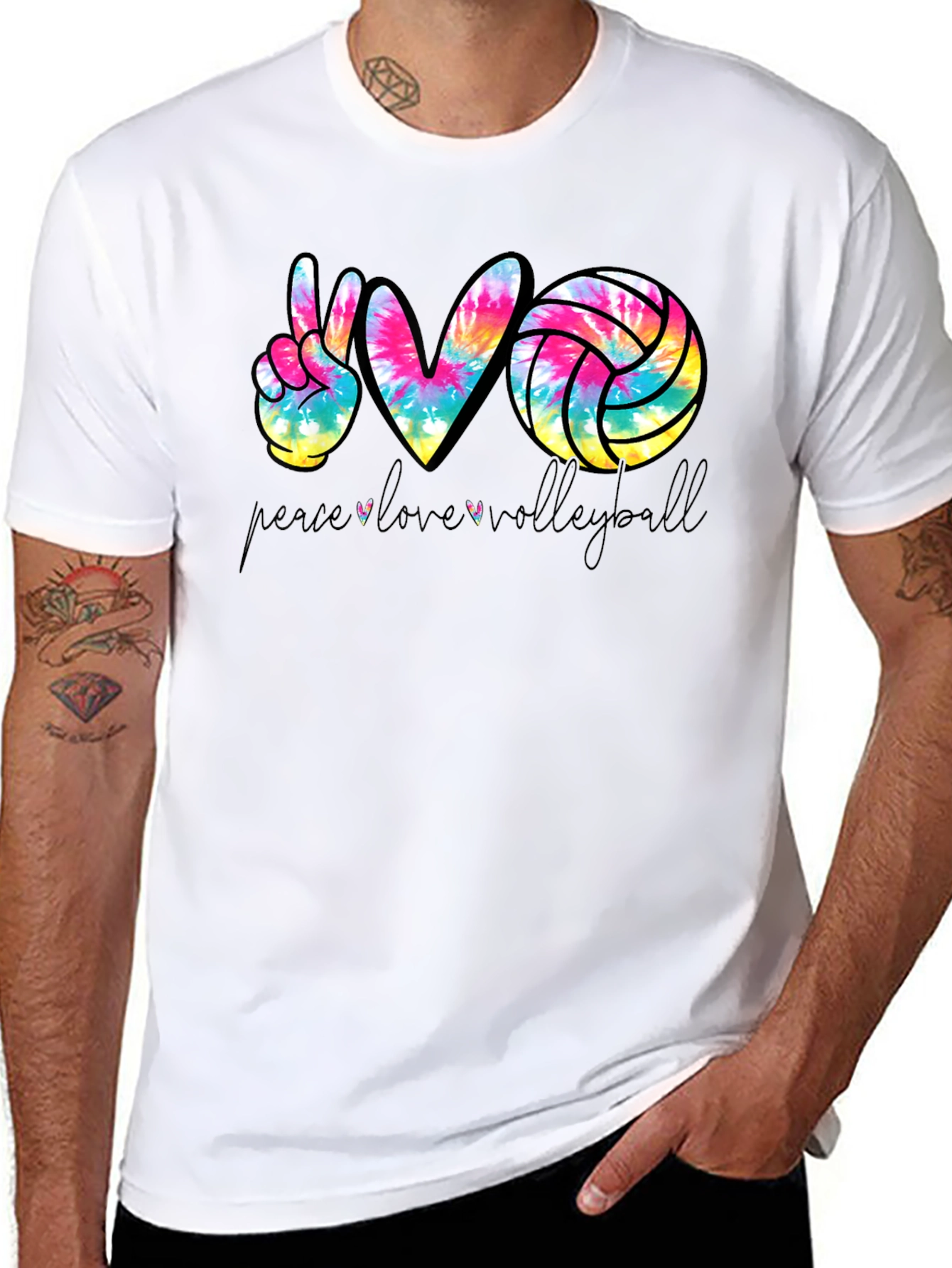 Peace Love Volleyball Tie Dye Graphic Tee