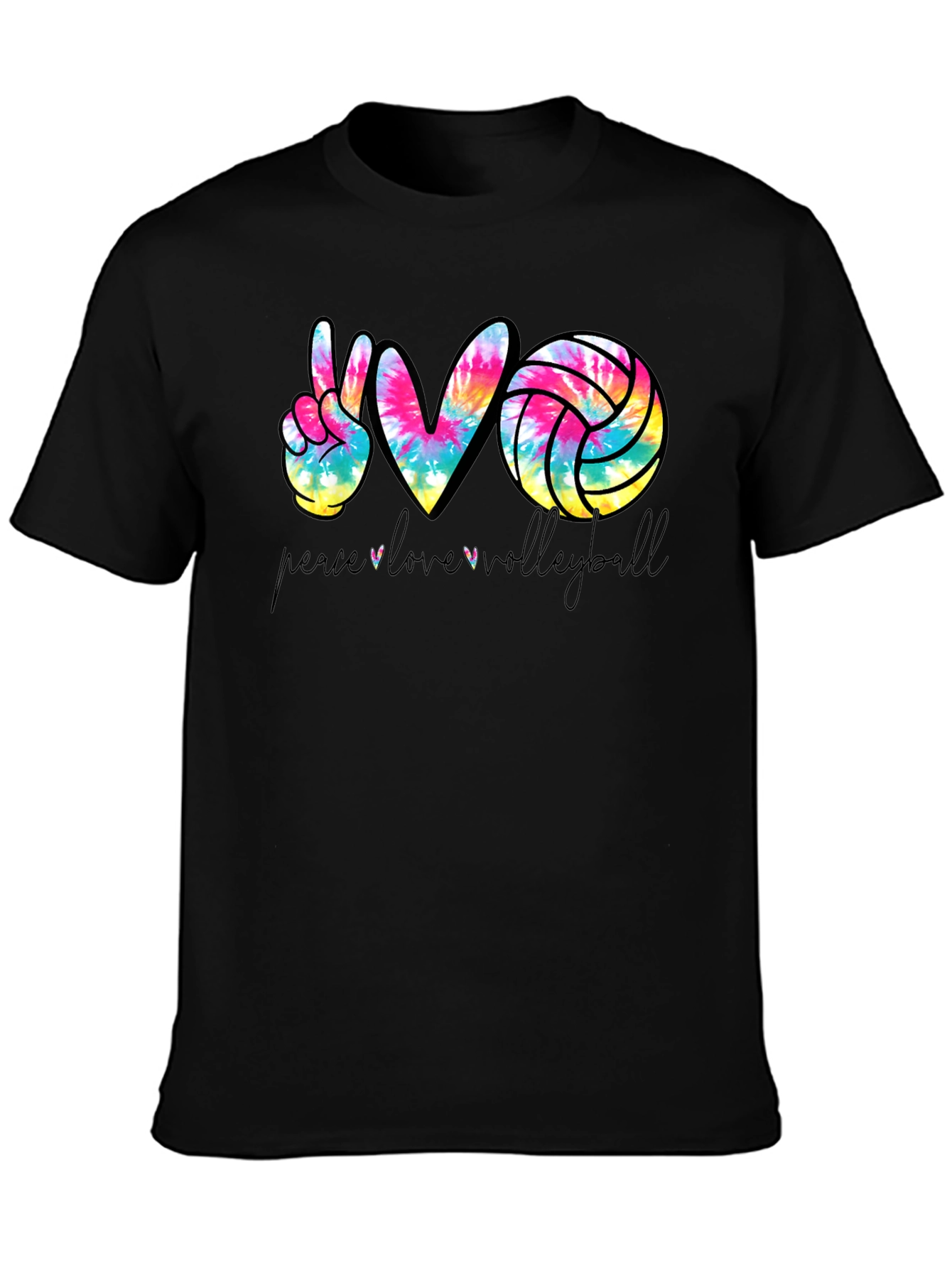 Peace Love Volleyball Tie Dye Graphic Tee