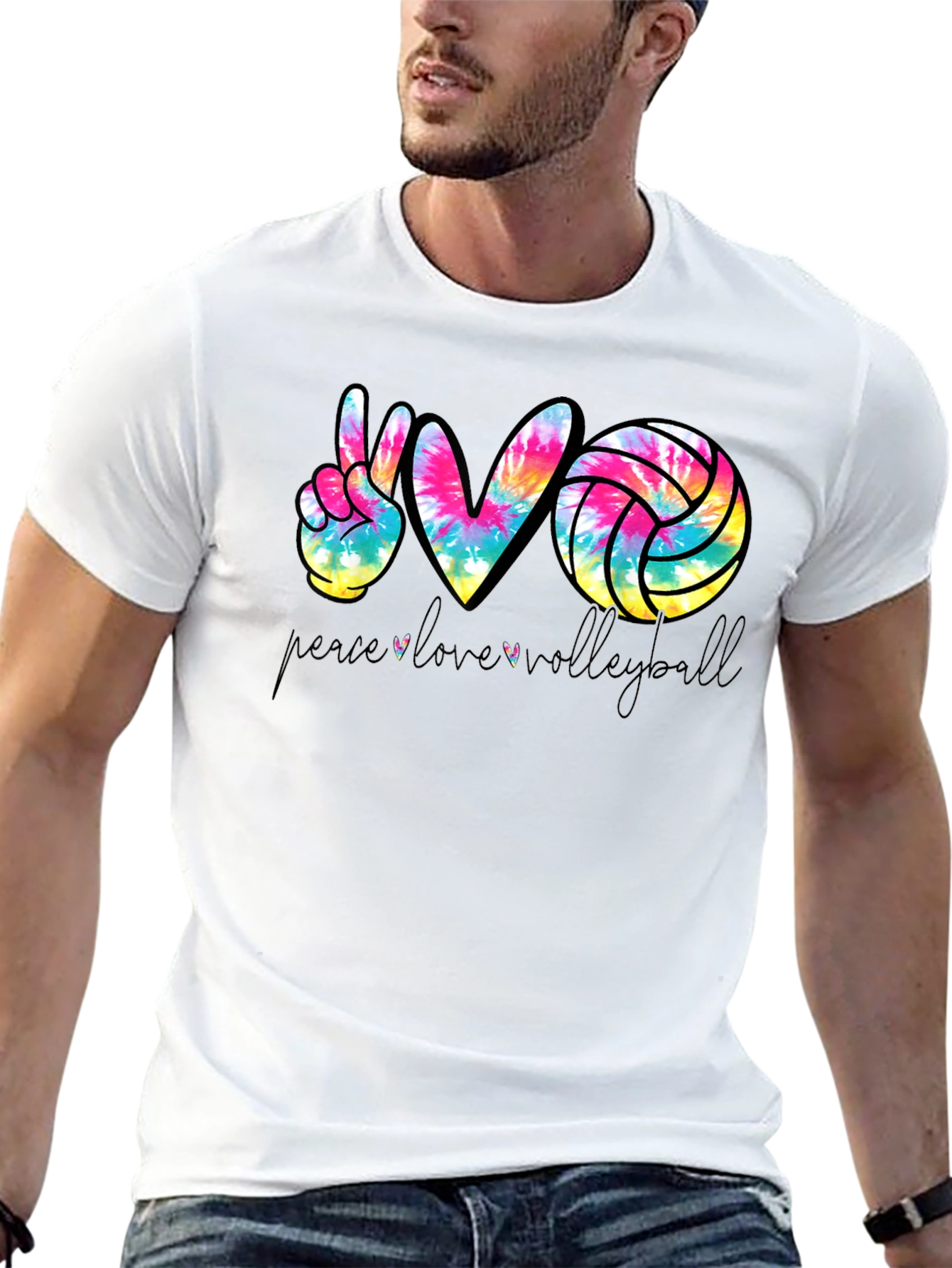 Peace Love Volleyball Tie Dye Graphic Tee