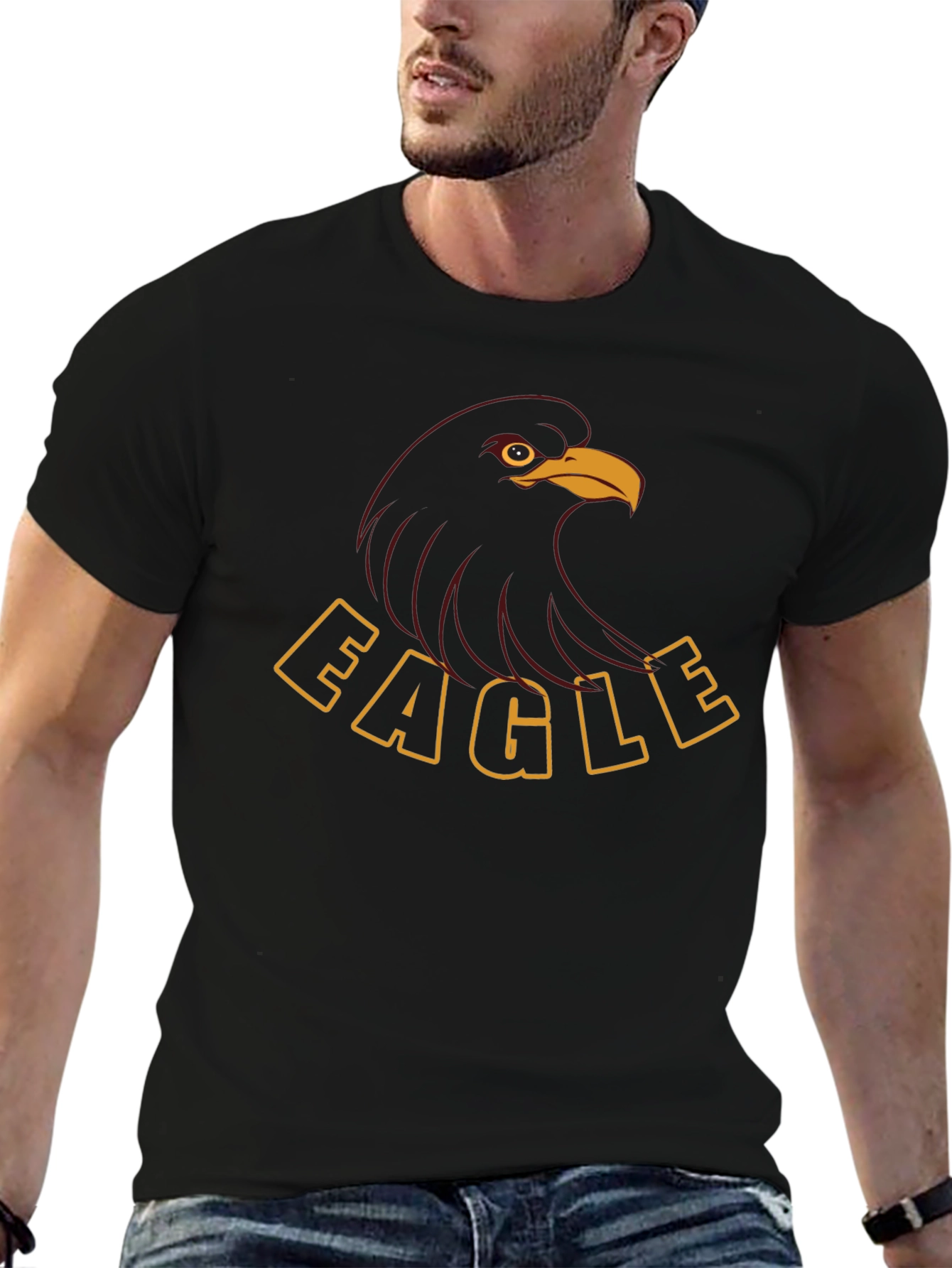 Bold Eagle Graphic Tee - Black Cotton Blend