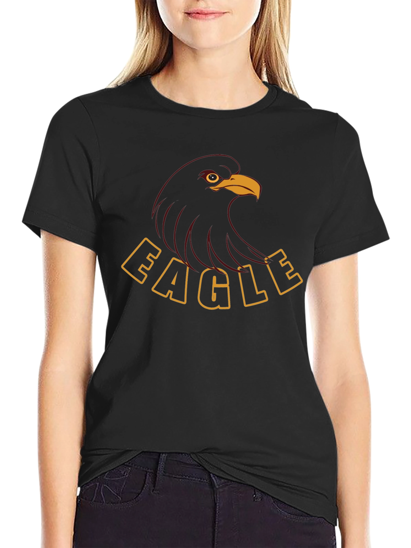 Bold Eagle Graphic Tee - Black Cotton Blend