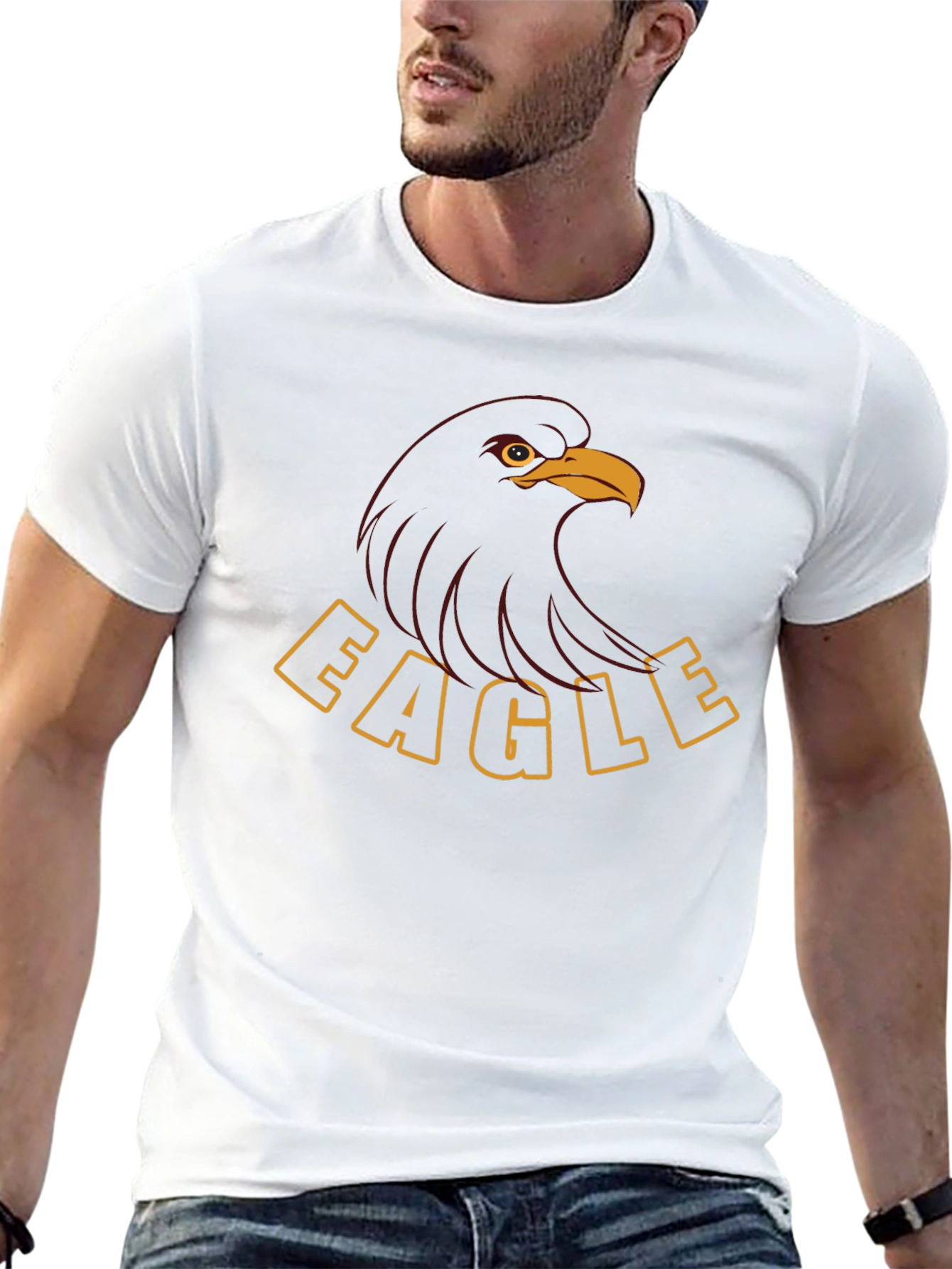 Bold Eagle Graphic Tee - Black Cotton Blend