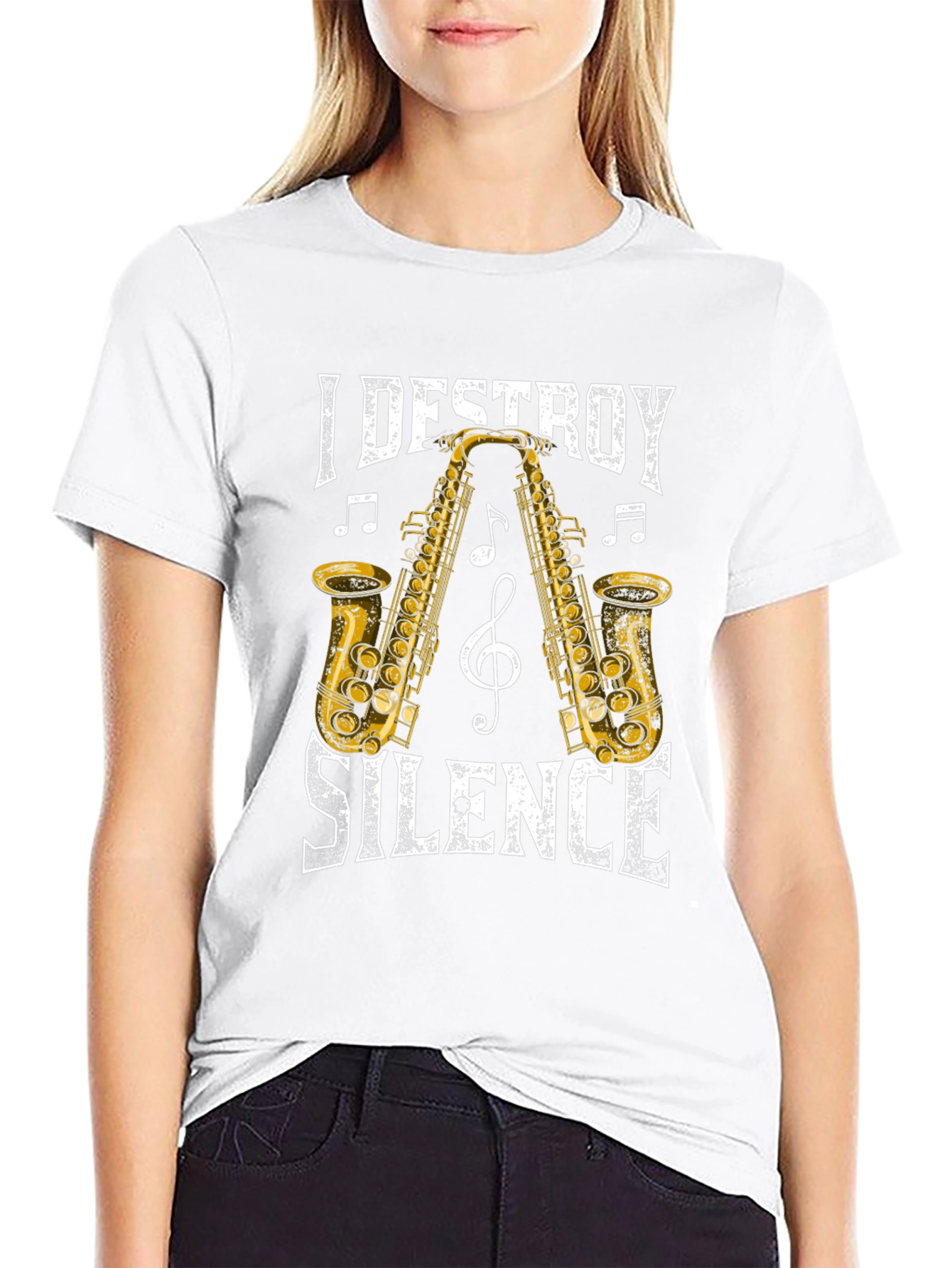 Destroy Silence Saxophone Graphic T-Shirt