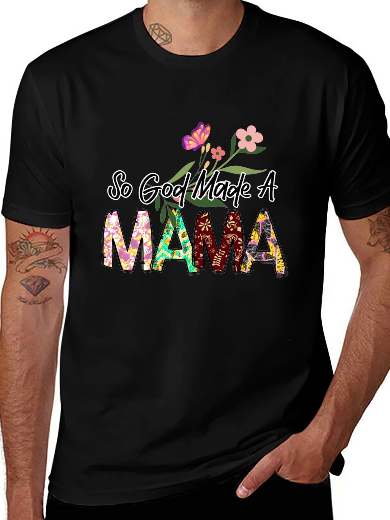 So God Made a Mama Floral Graphic Tee