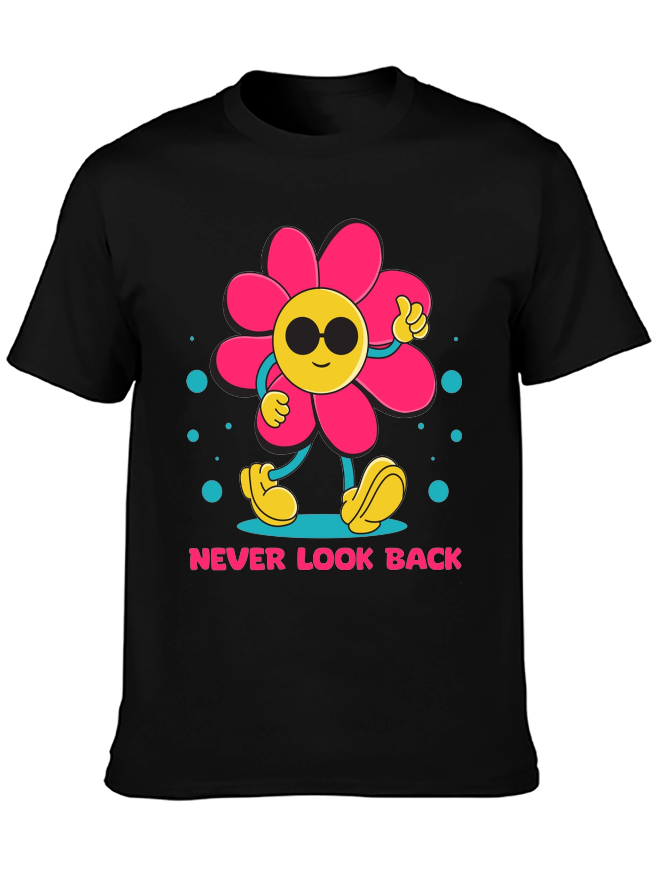 Retro Flower Power Graphic Tee - Never Look Back