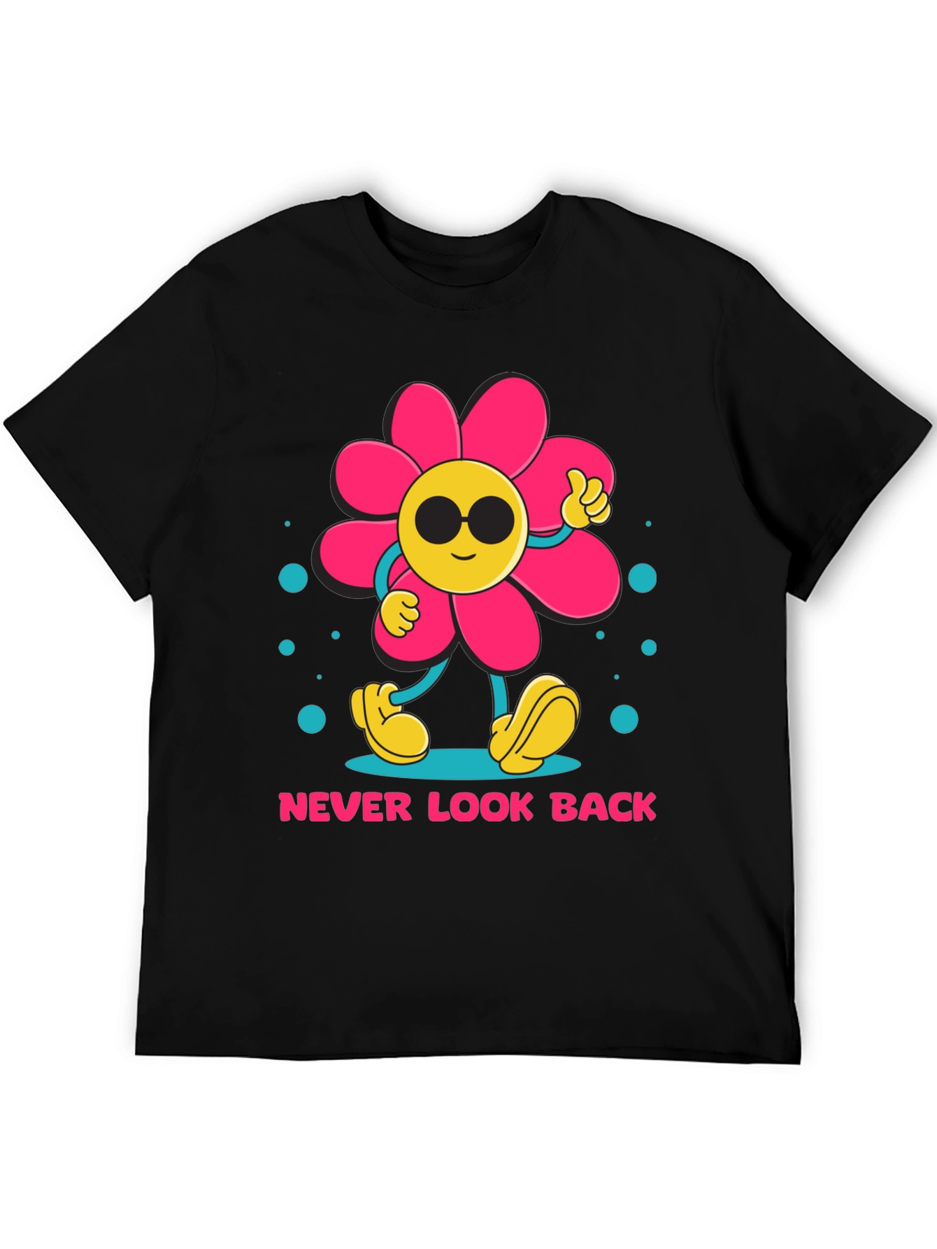 Retro Flower Power Graphic Tee - Never Look Back