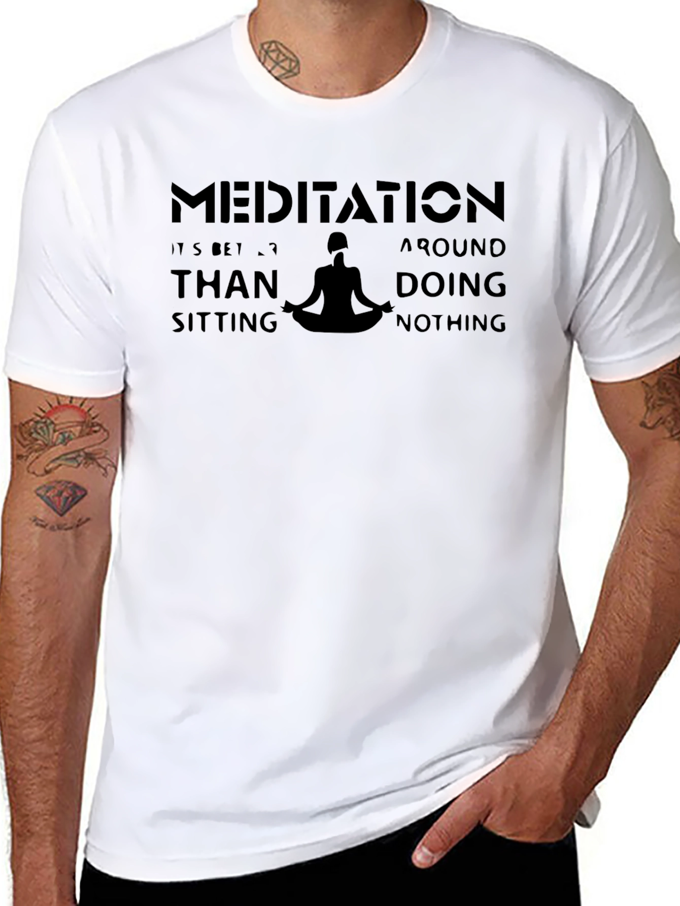 Meditate T-Shirt - Black Graphic Tee for Men